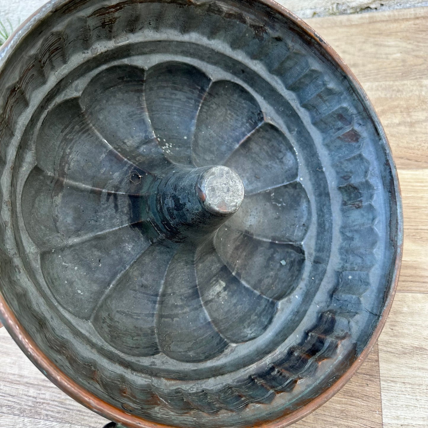 French Copper Bundt Mold Vintage Tin Lined Cake Pan 11" Fluted 07122310 Unbranded