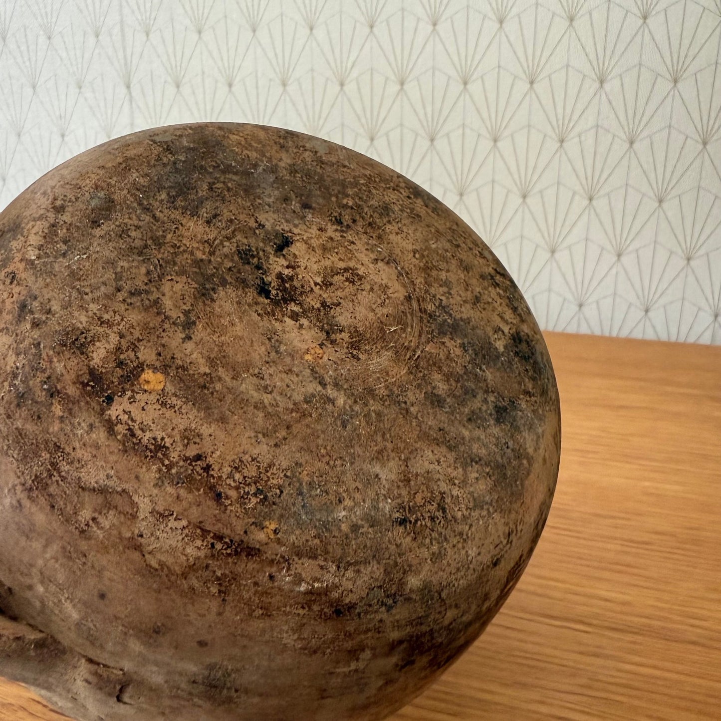 HANDMADE GLAZED ANTIQUE FRENCH STONEWARE PLATE KEYS BOWL FRUITS 23072515