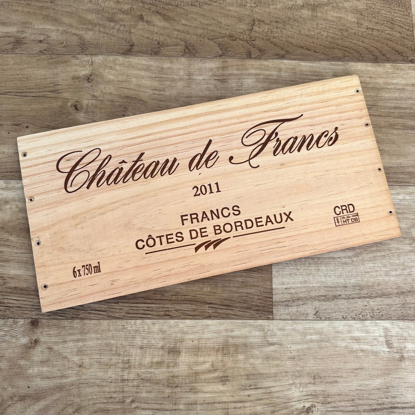 French Wine Crate Panel Chateau de Francs Bordeaux 2011 Wood Wall Art 10022451 Château de Francs