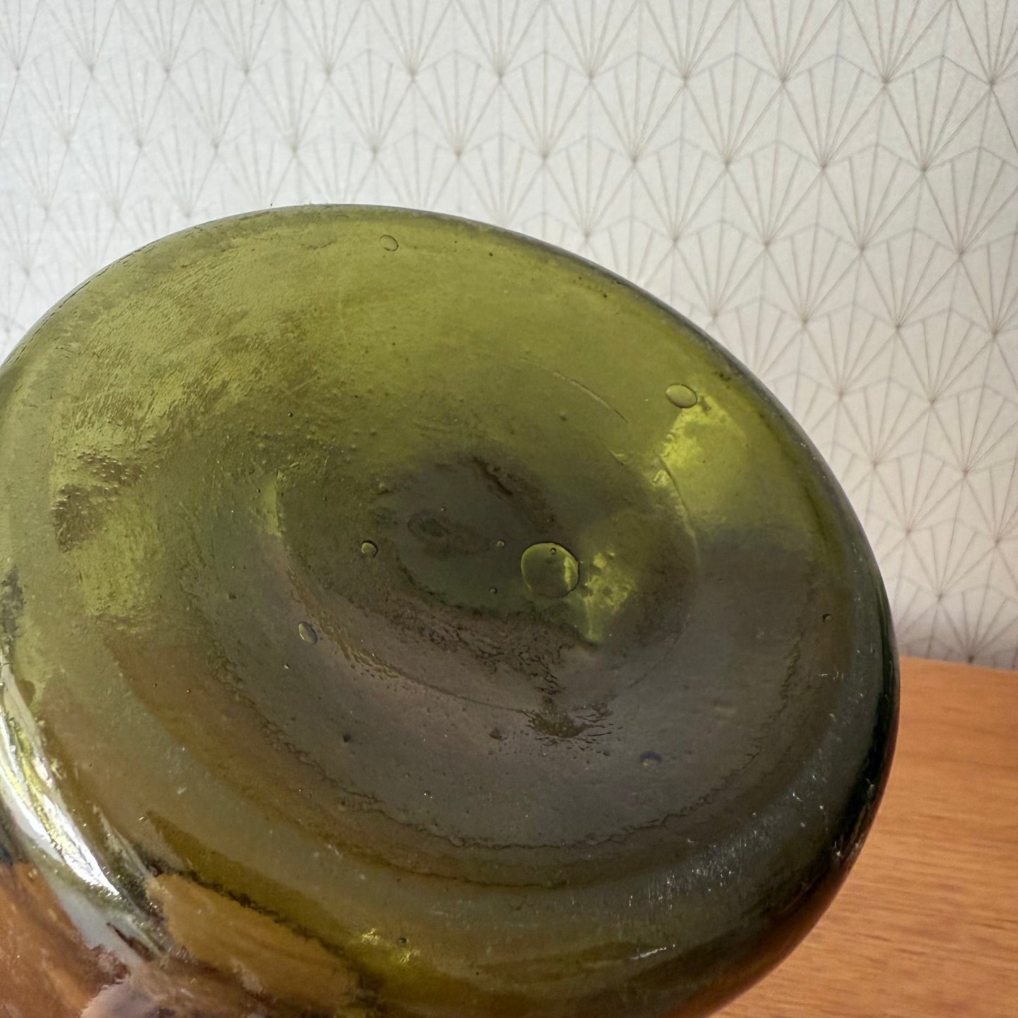 Antique French Hand Blown Green Glass Pickling Truffle Bocal Jar 12 1/4"08092511