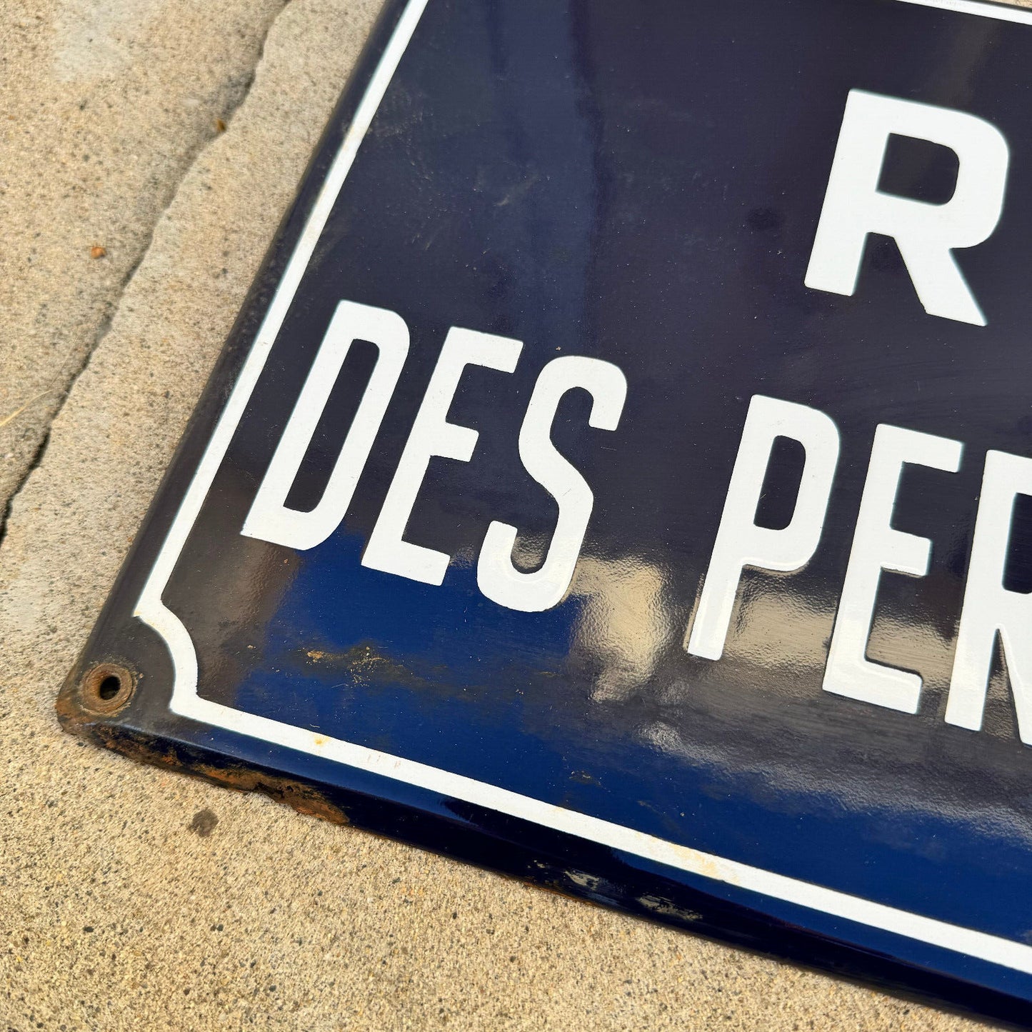 Old French Street Enameled Sign Plaque - vintage PERVENCHES 13042425 Fleamarketfrance