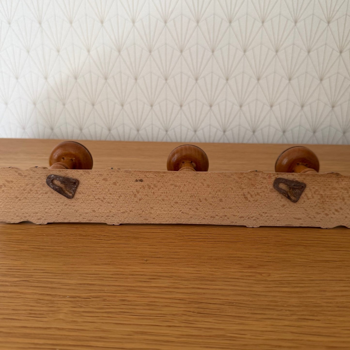 Antique French Coat Hook Hat 3 Pegs Hanger Faux Bamboo rack 0810252