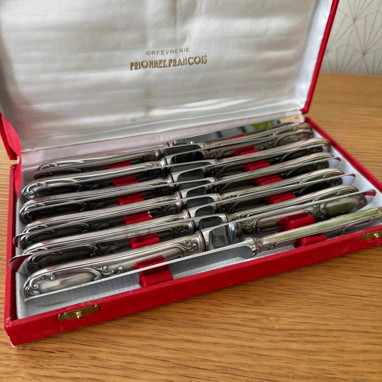 Set of 12 French knives Frionnet Francois silverplate 27042510 Fleamarketfrance