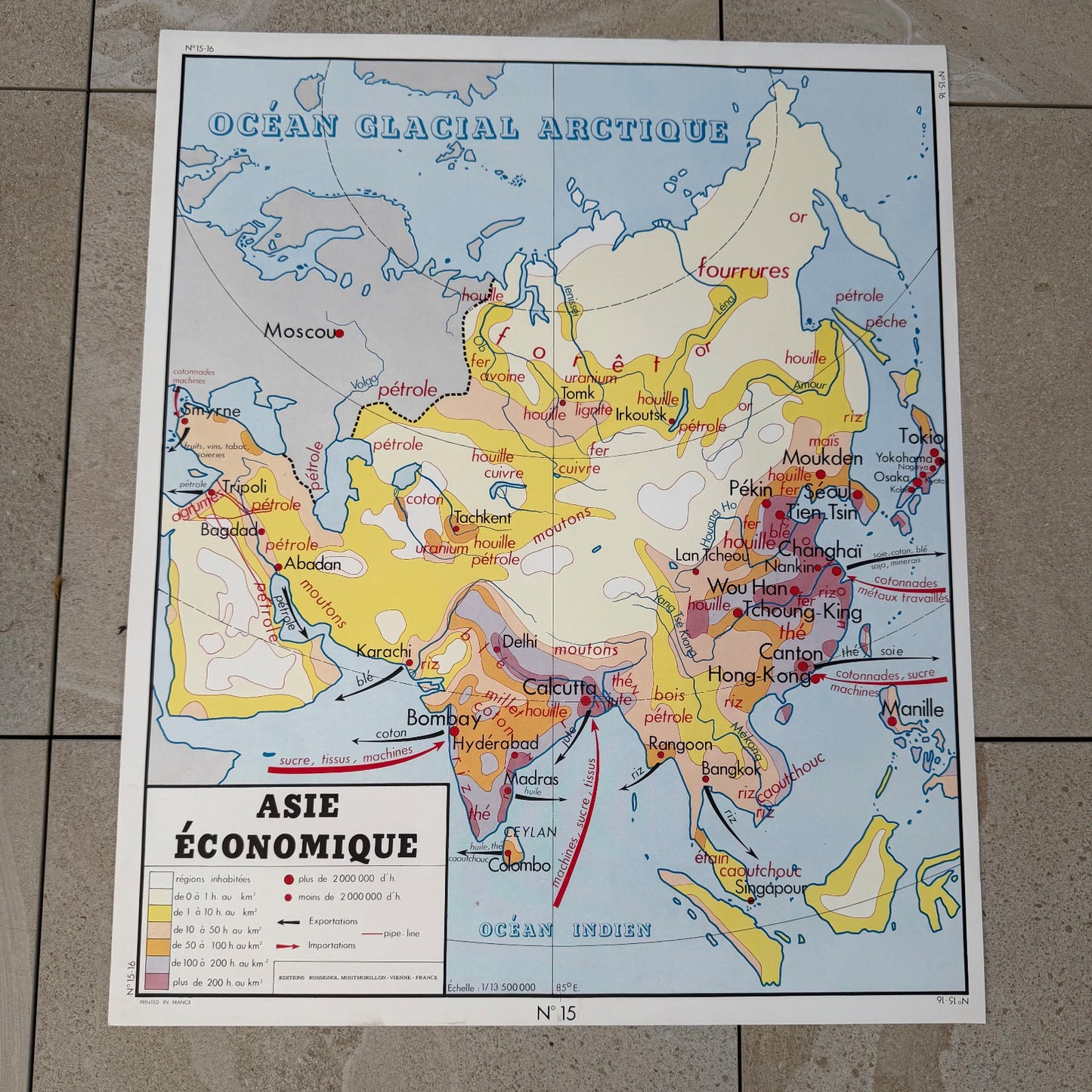 Vintage French Educational Map Poster Geography School 90x75cm 20082626 Fleamarketfrance
