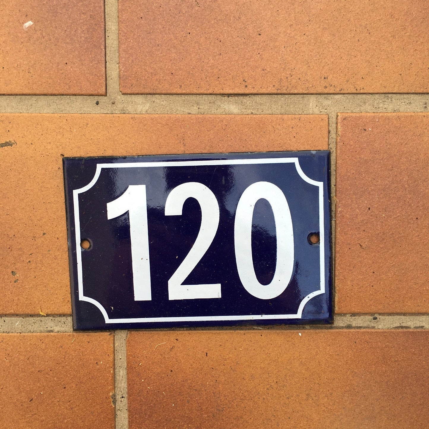 Vintage French Enamel House Number Blue White Metal Door Sign Plaque 120 120 Unbranded