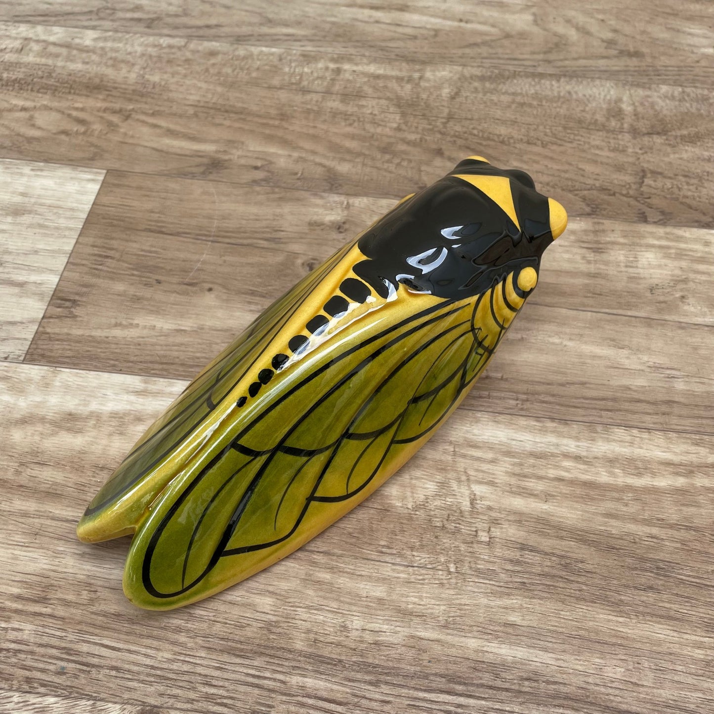 Vintage French Majolica Cicada Wall Pocket Vase Provence 0910251* Unmarked