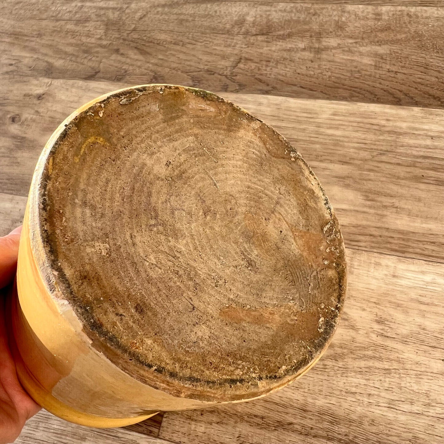 HANDMADE GLAZED YELLOW ANTIQUE FRENCH CONFIT POT SMALL TERRACOTTA 43/4" 28112211 - Fleamarketfrance