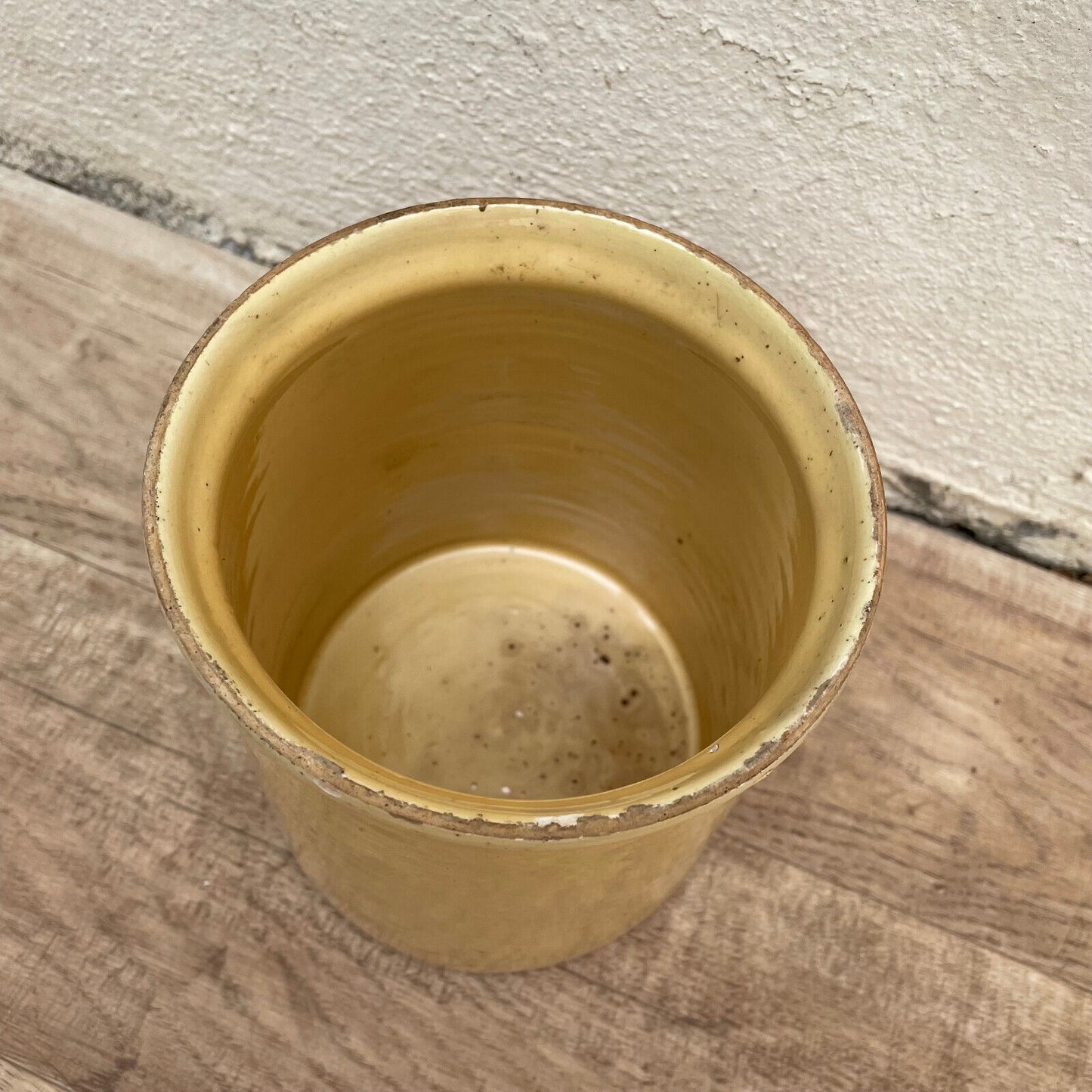 Handmade Glazed Yellow Antique French Confit Jam Pot Terracotta 1903252