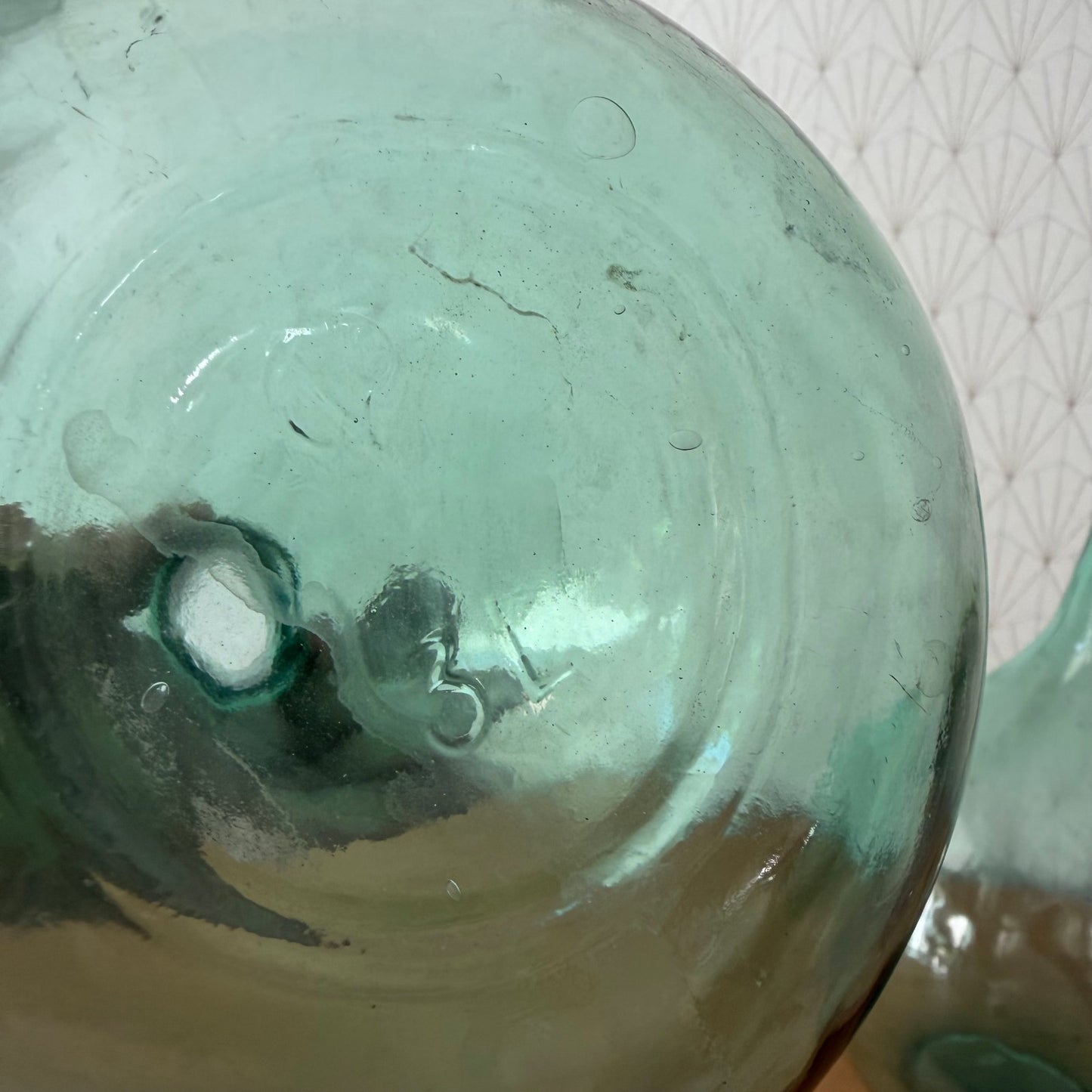 Set 2 French Demijohn Dame Jeanne Green Light Glass Bottles 2505263 Fleamarketfrance