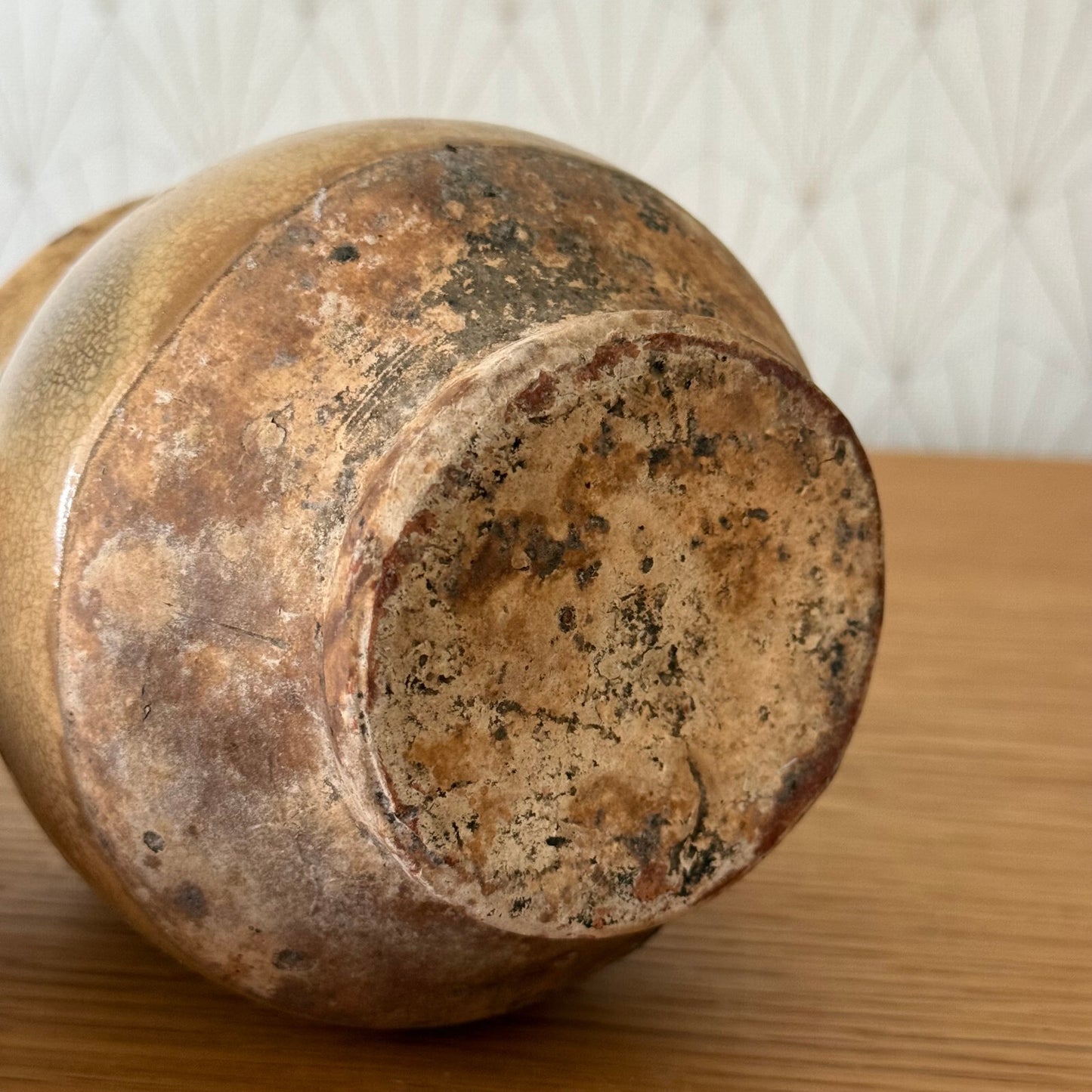 HANDMADE GLAZED BROWN YELLOW ANTIQUE FRENCH HONEY POT 2904258