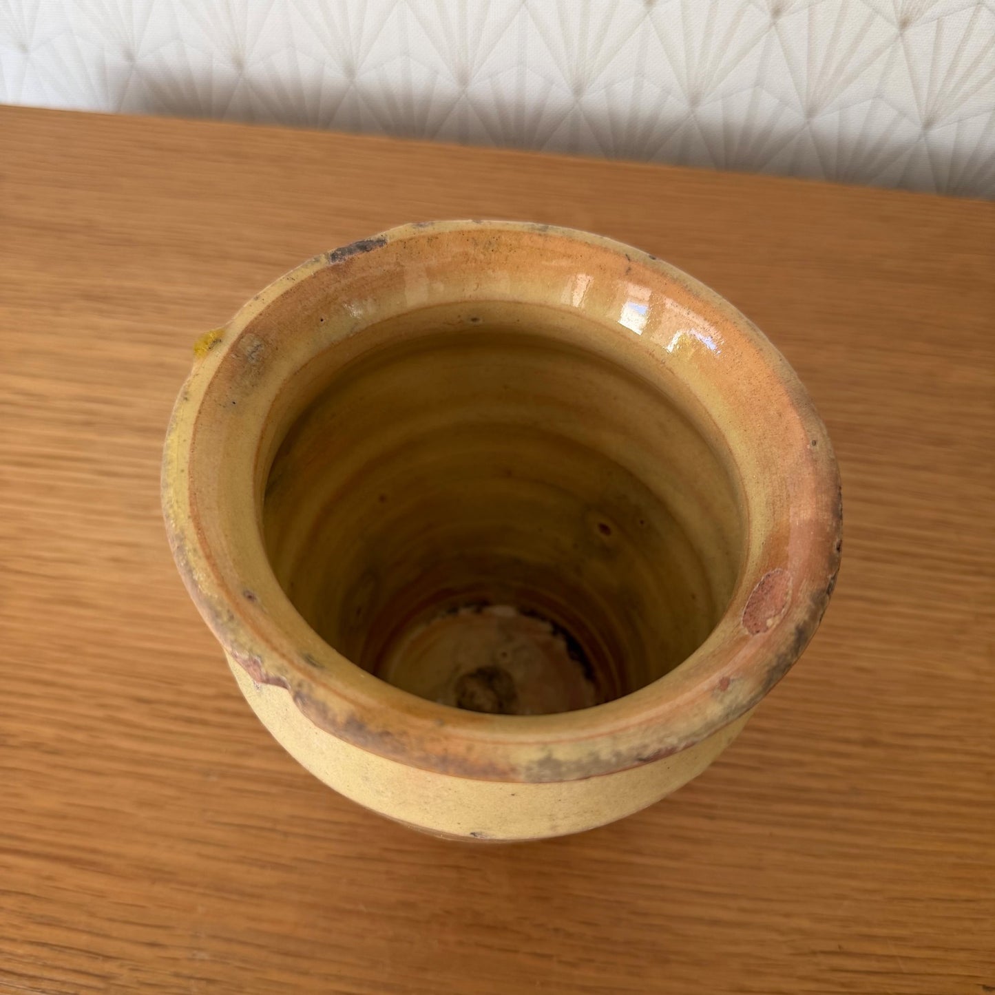 French Pottery Mustard Pot Terracotta Yellow Ochre Glaze 19th Century 1506266 Unmarked