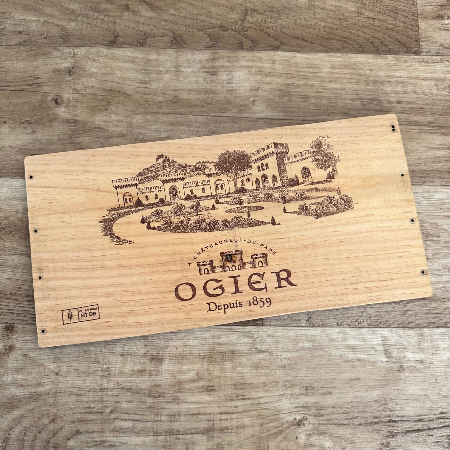 Vintage French Wine Crate Panel OGIER Chateauneuf du Pape Wood 10022460 Ogier