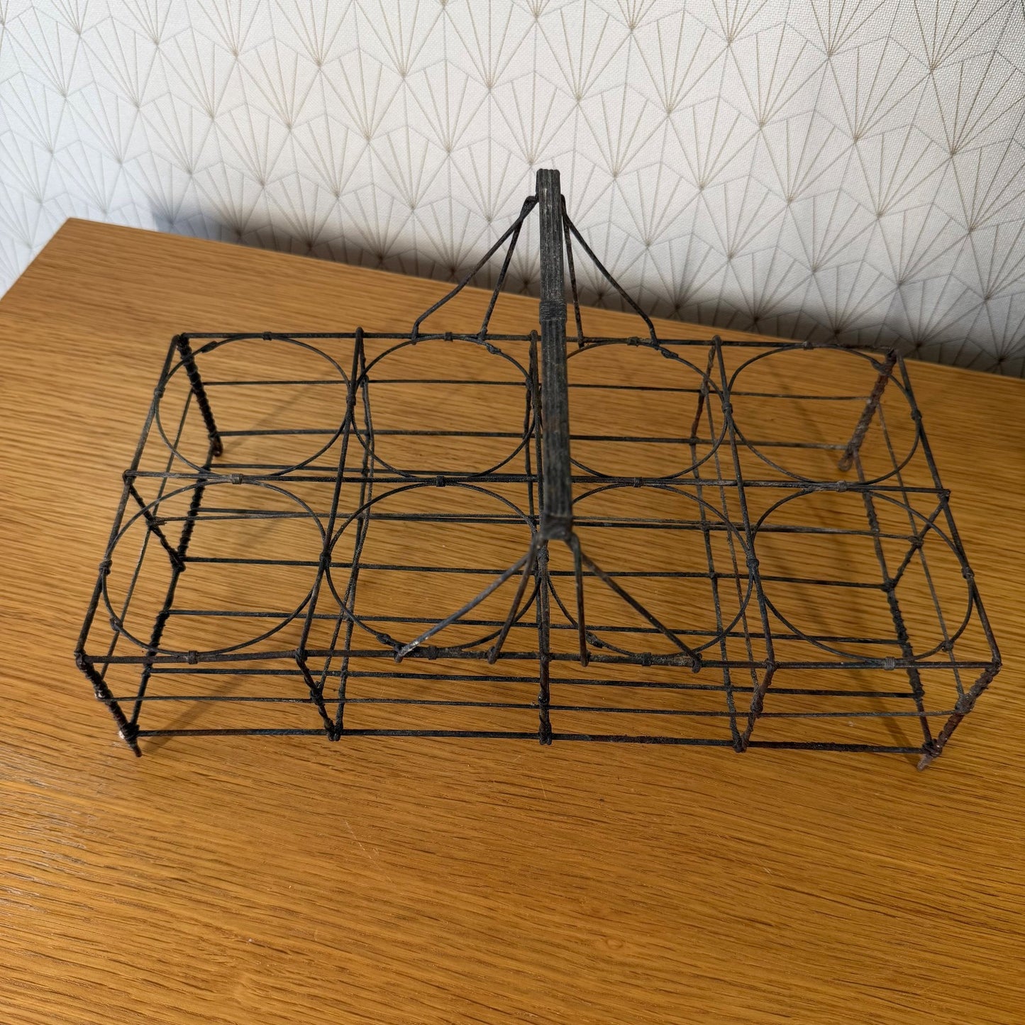 Vintage Wire Basket Carrying Caddy With Handle for 8 Glasses 2201264 Unbranded
