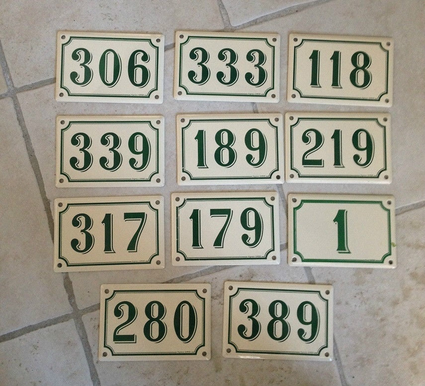 French Enamel House Numbers Vintage Steel Door Street Number Plates Unbranded