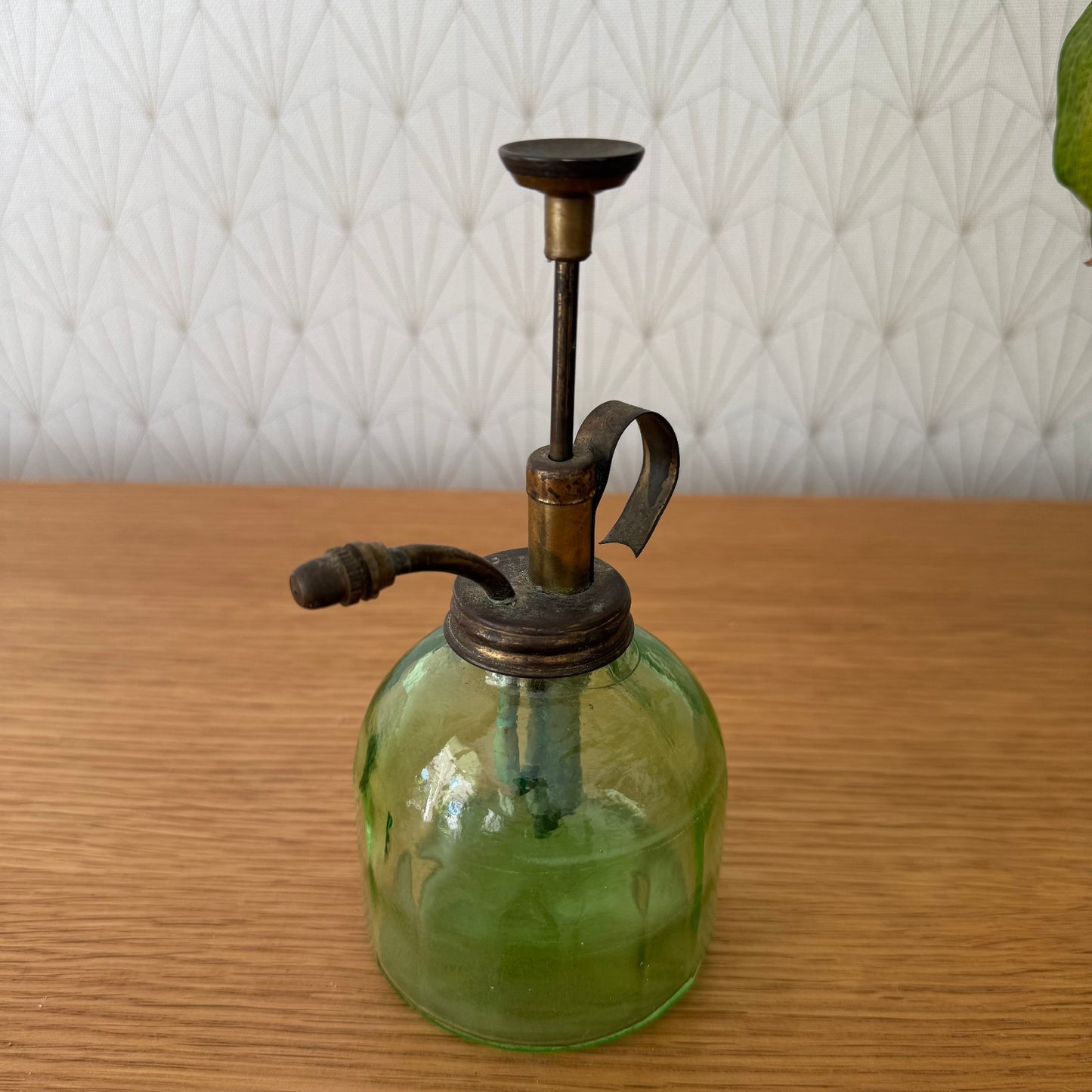 French Vaporiser Glass Ribbed Brass Top Vintage Plants 1907252