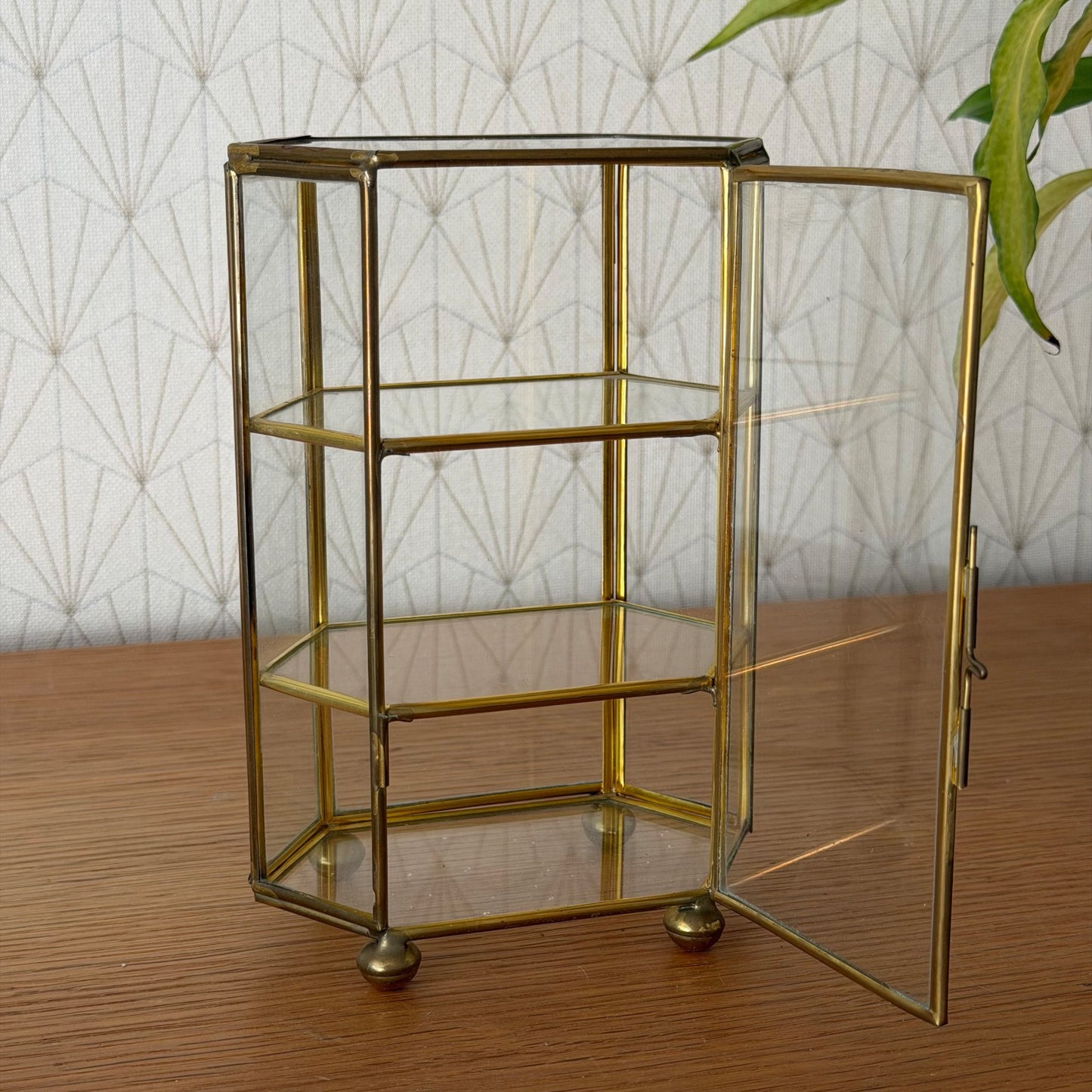 Vintage French Brass Glass Curio Display Cabinet Mini Vitrine 27062617 Unbranded