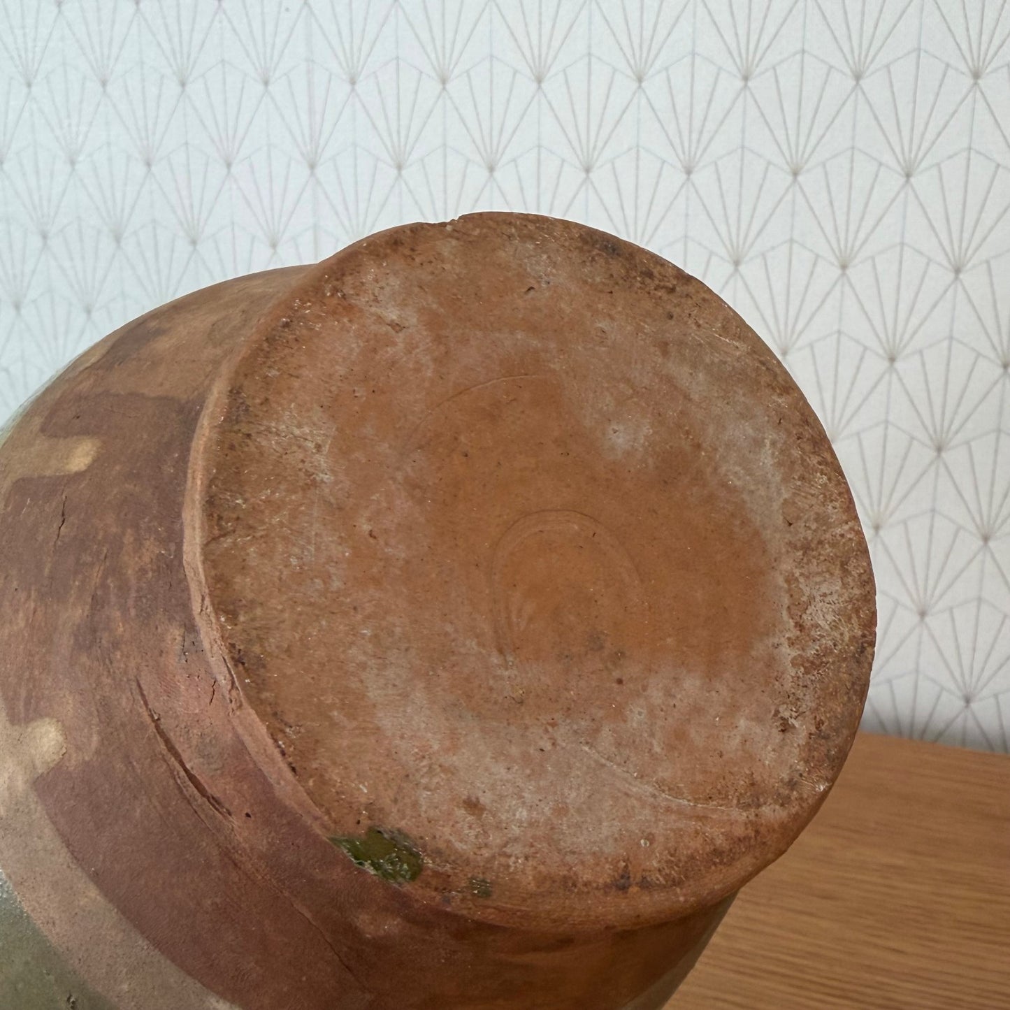 Antique French Green Glazed Water Jug Oil Pottery Terracotta 0107267 Fleamarketfrance