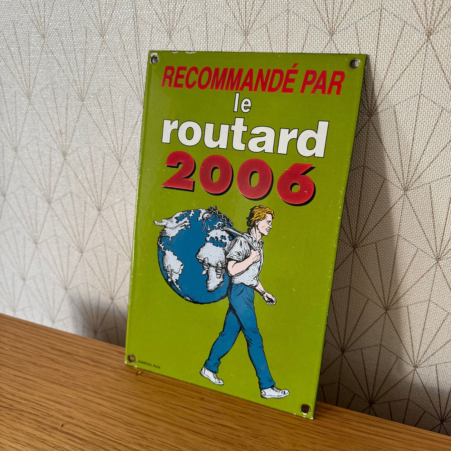 French enameled sign plaque SANRIVAL PARIS guide du routard 2006 23032517