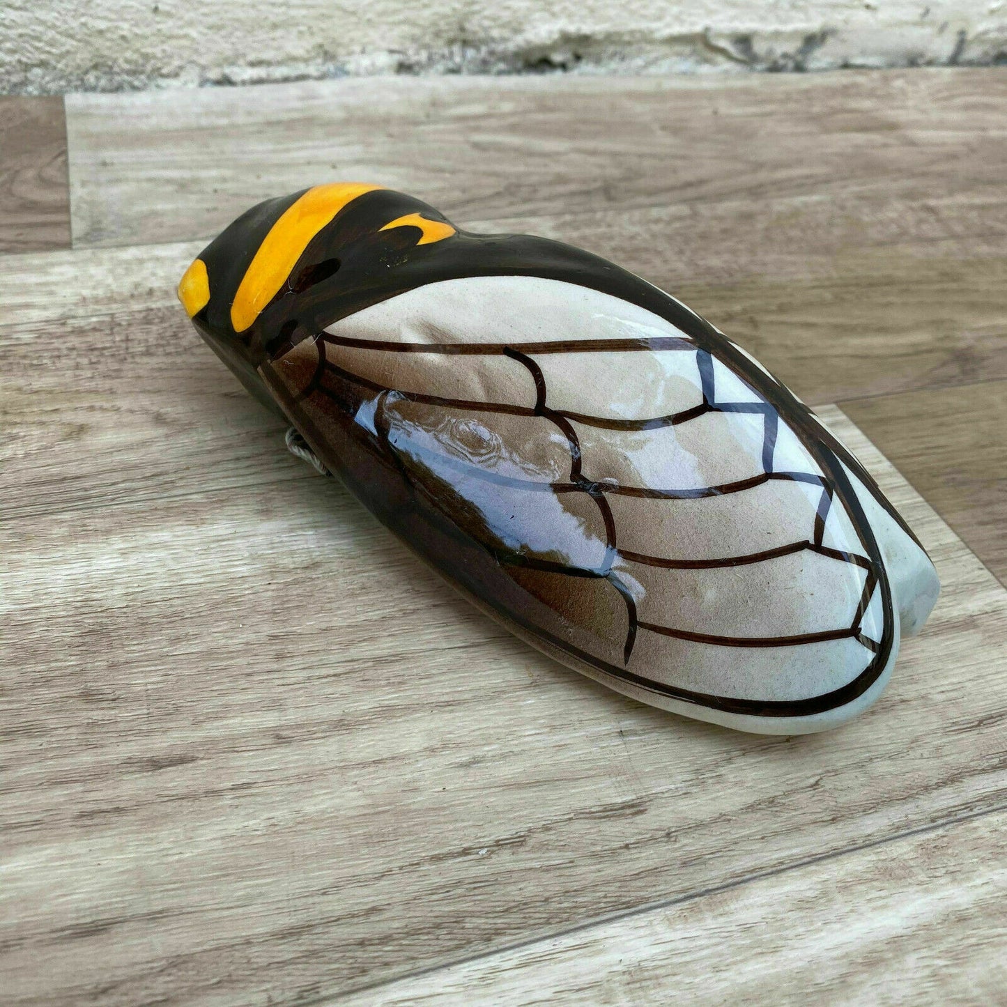 Vintage French MAJOLICA CICADA great shape WALL POCKET VASE 08112013 Unmarked