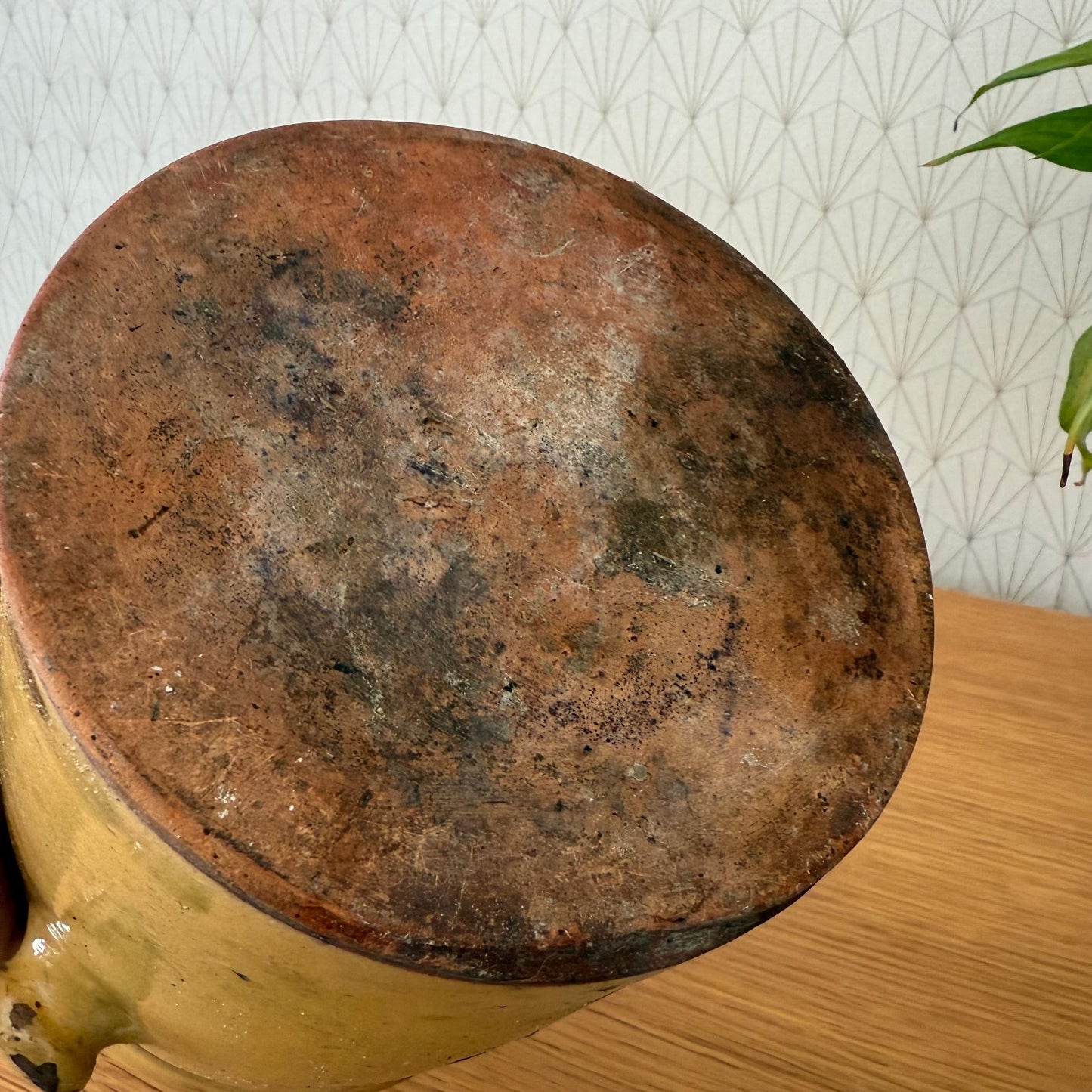 HANDMADE GLAZED YELLOW FRENCH CONFIT JAM POT STONEWARE 0108251