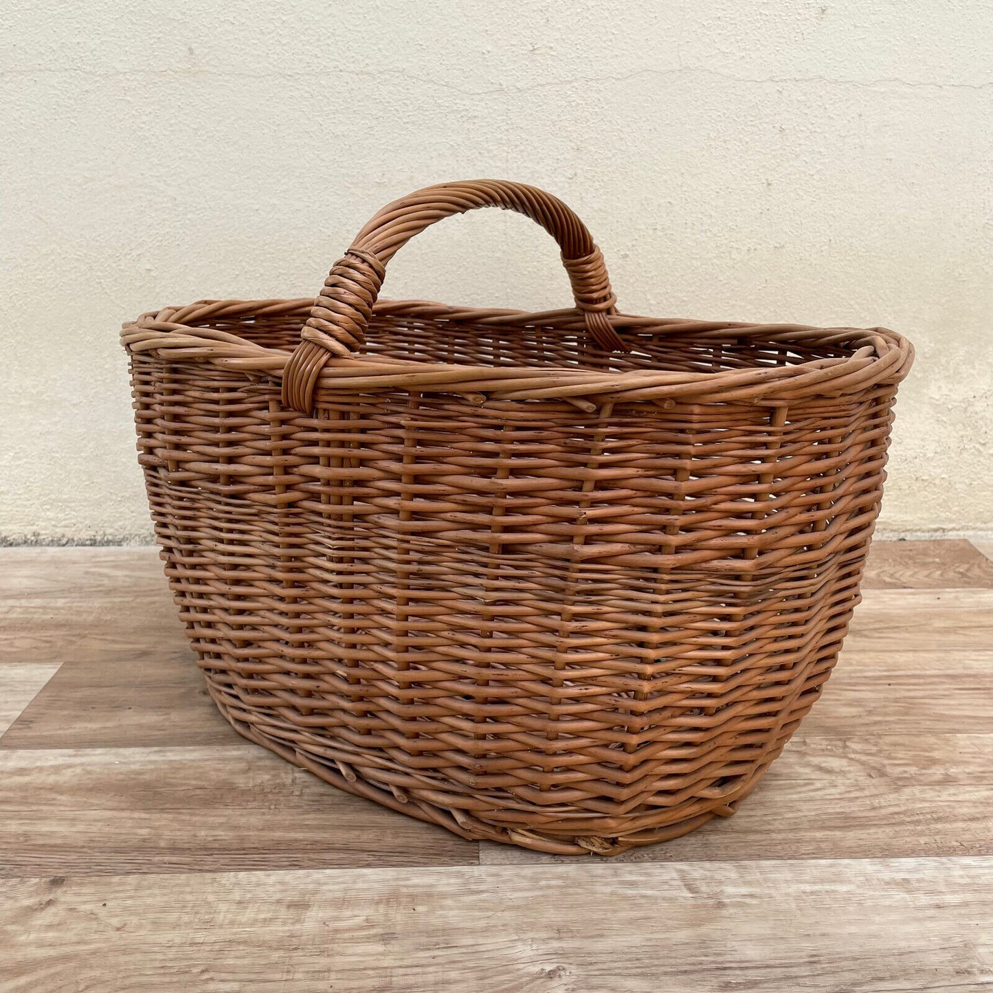 French Wicker Basket market fruits Chic Vintage Woven Rattan 2303252 Fleamarketfrance