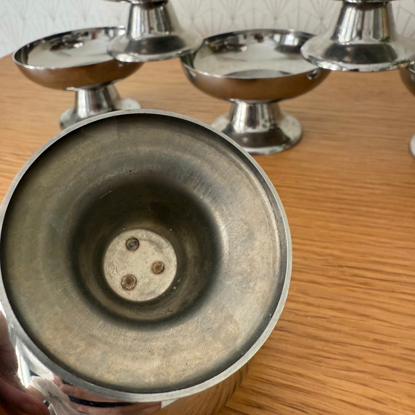 Set Of 6 Vintage Inox European Stainless Goblet Ice Cream Cup 04092512