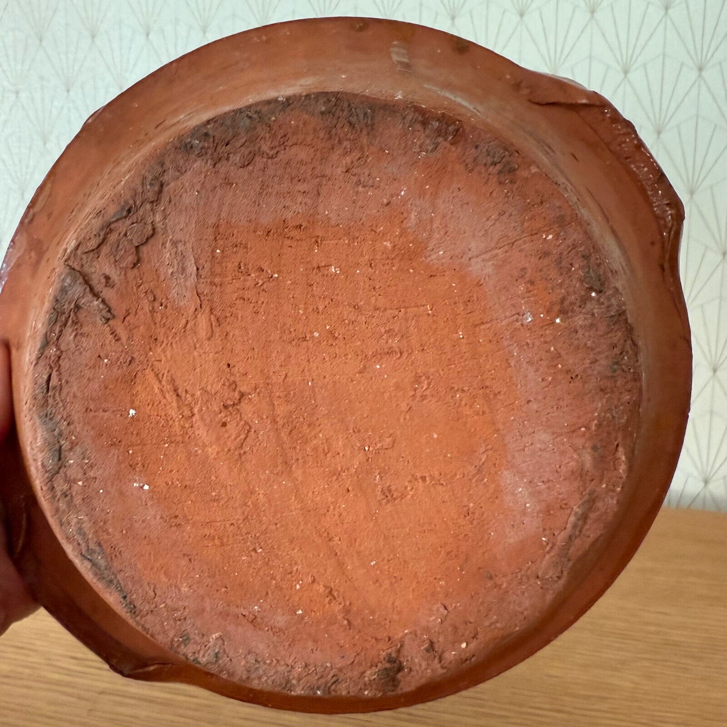 VINTAGE FRENCH GLAZED TERRACOTTA SALAD MIXING BOWL TERRINE TIAN 10 1/4" 0211242 Fleamarketfrance
