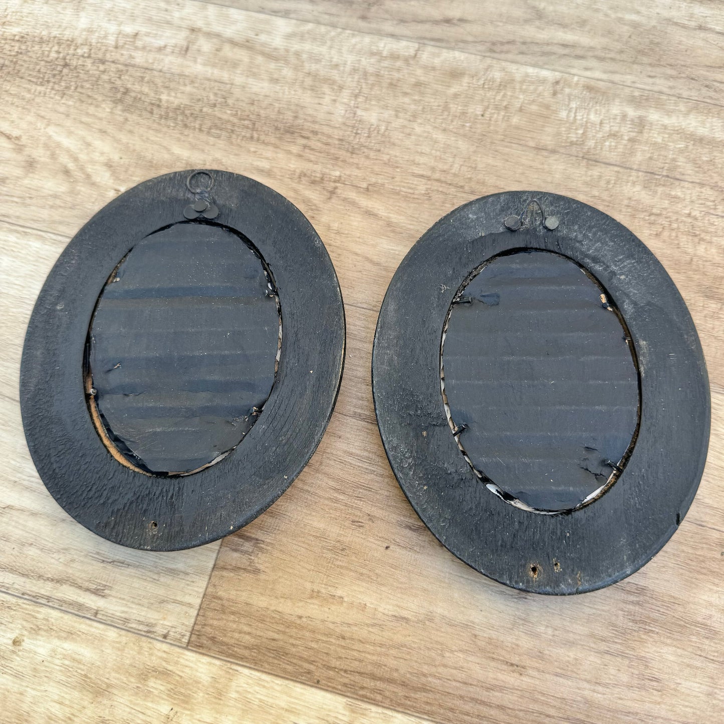 Antique French Napoleon III Black Wood Oval Frames Reliquary 1810232 Fleamarketfrance