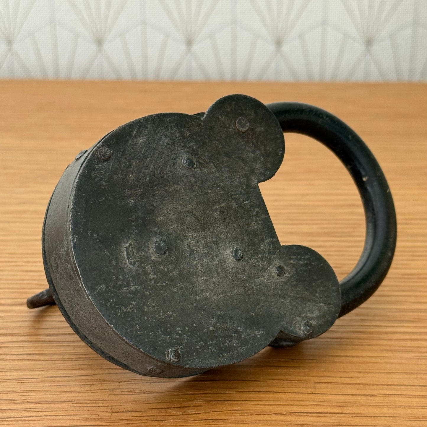 Antique Vintage Fench Iron Padlock with Key Working Lock 1209251