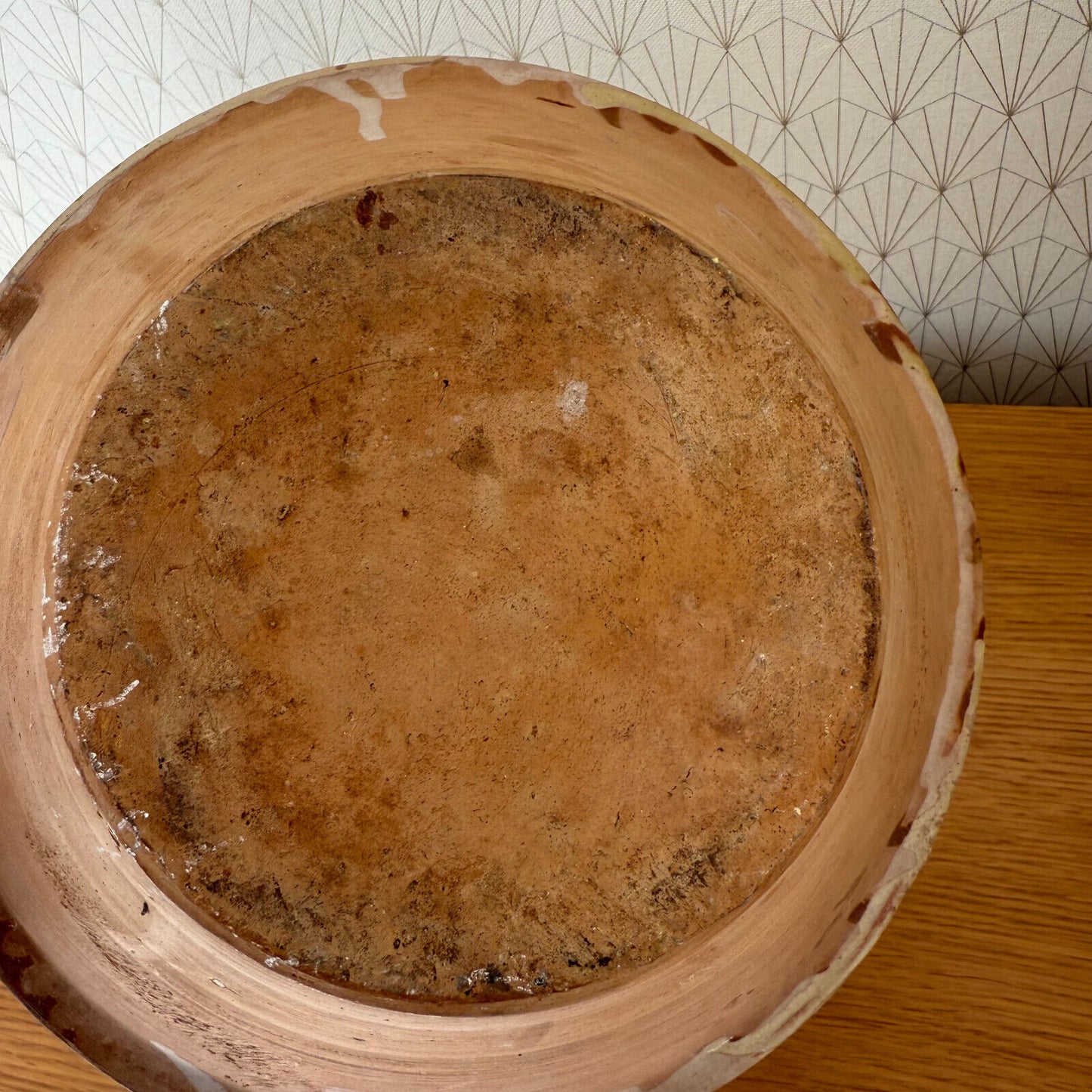 VINTAGE FRENCH STONEWARE SALAD MIXING BOWL TERRINE TIAN 12 1/4" 0902251 Fleamarketfrance