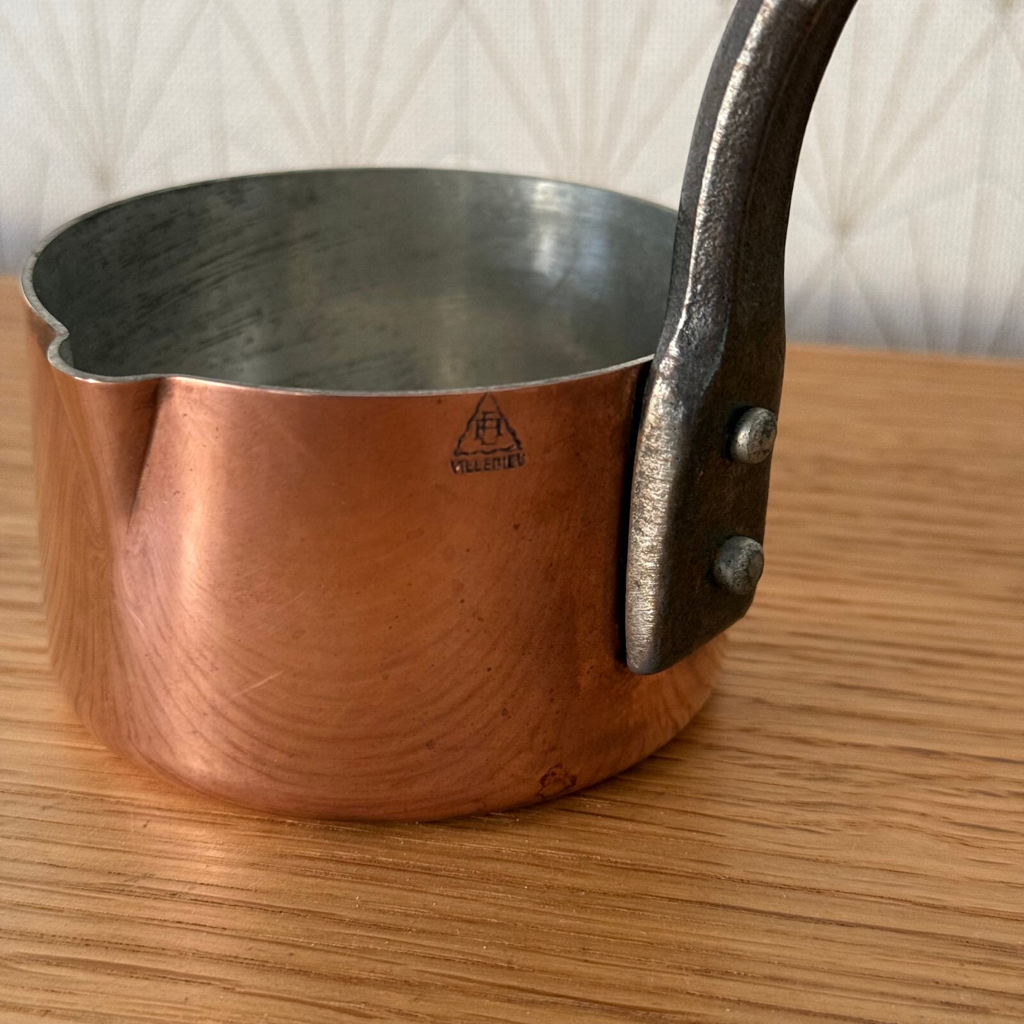 French Copper Saucepan Villedieu Vintage Tinned Sauce Pan 03042510 Fleamarketfrance