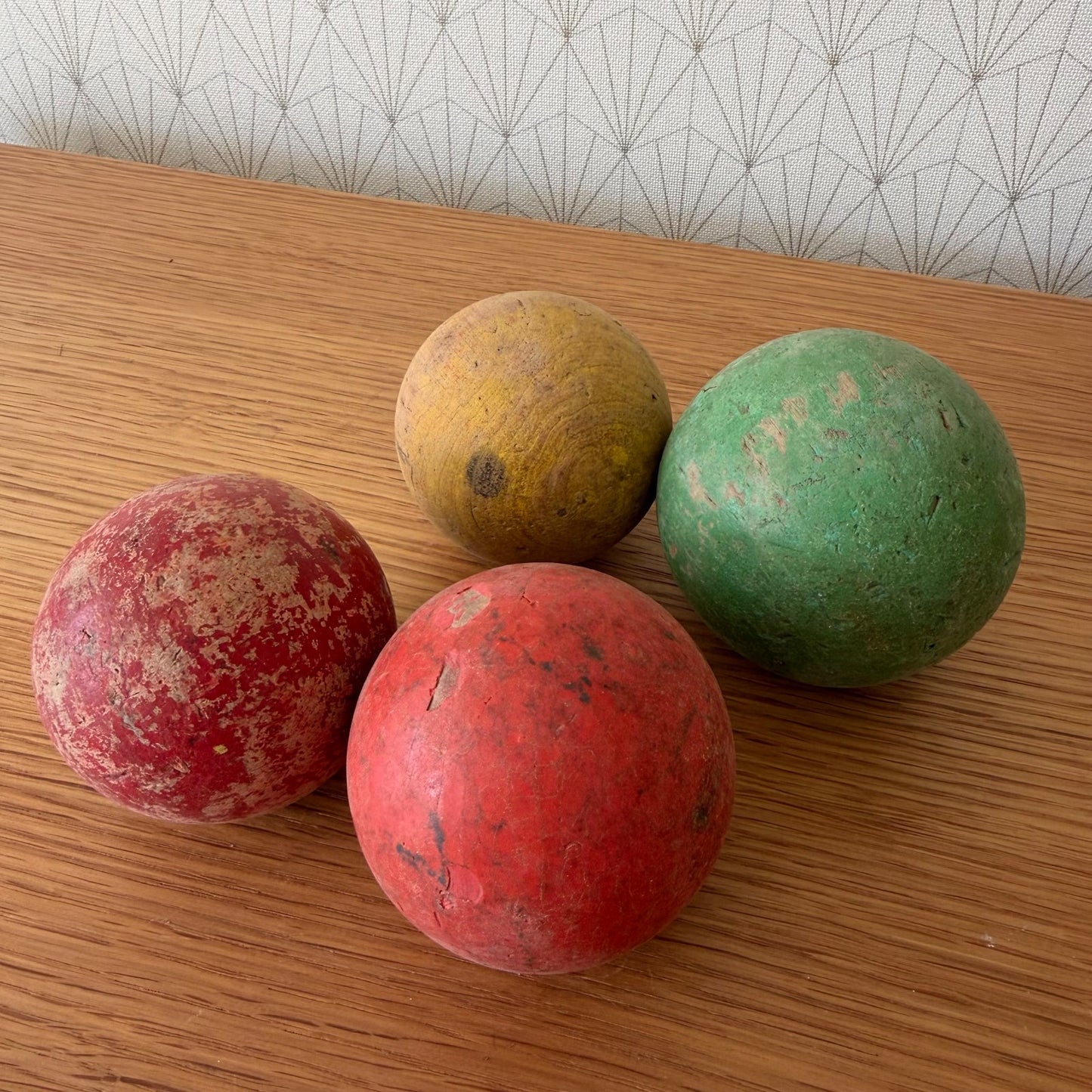 Vintage Wooden Balls Colorful French Mid Century Decorative Set 4pc 1812254 Unbranded
