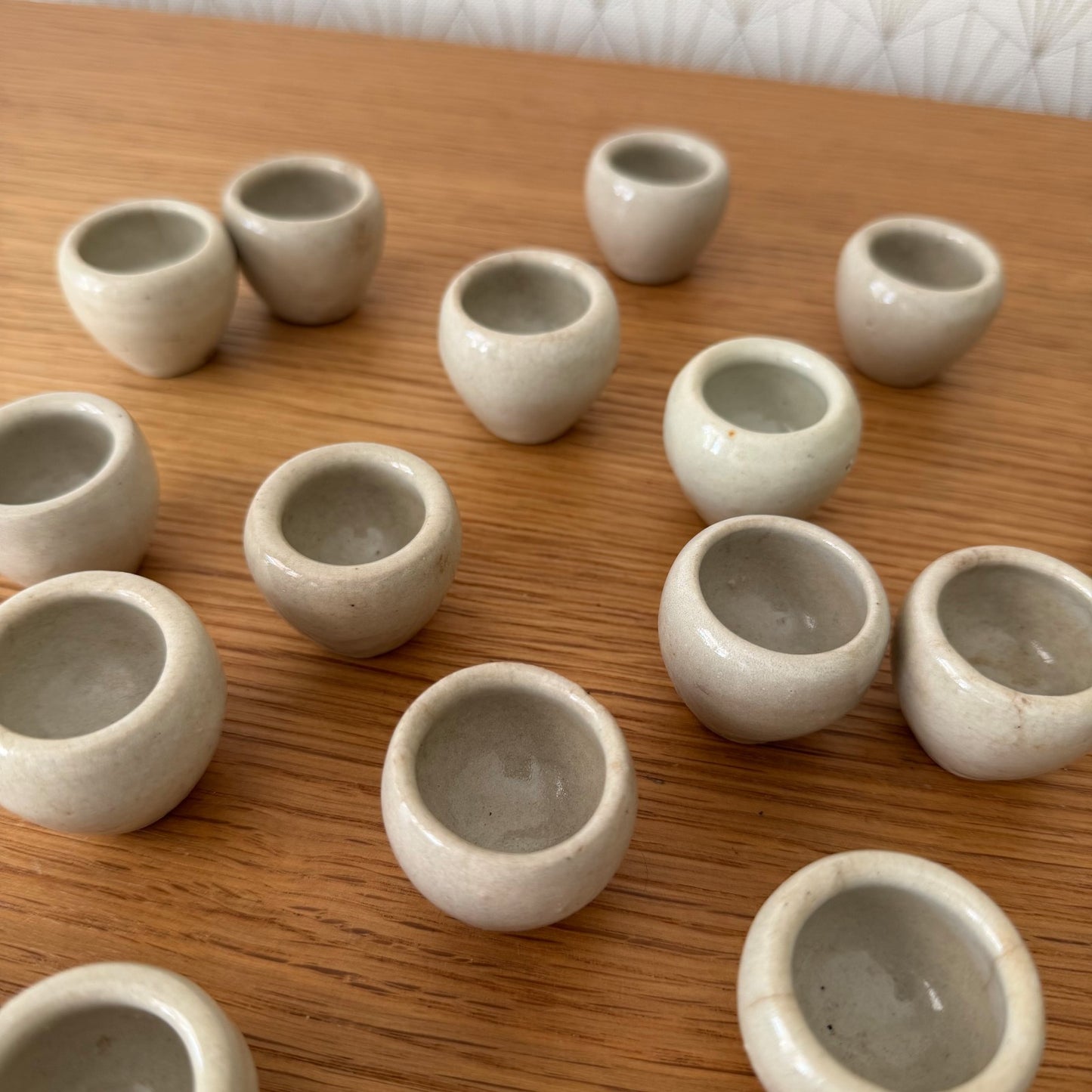 French Escargot Pots Set 12 Vintage Stoneware Snail Cups Pinch Bowls 2805261 Unbranded