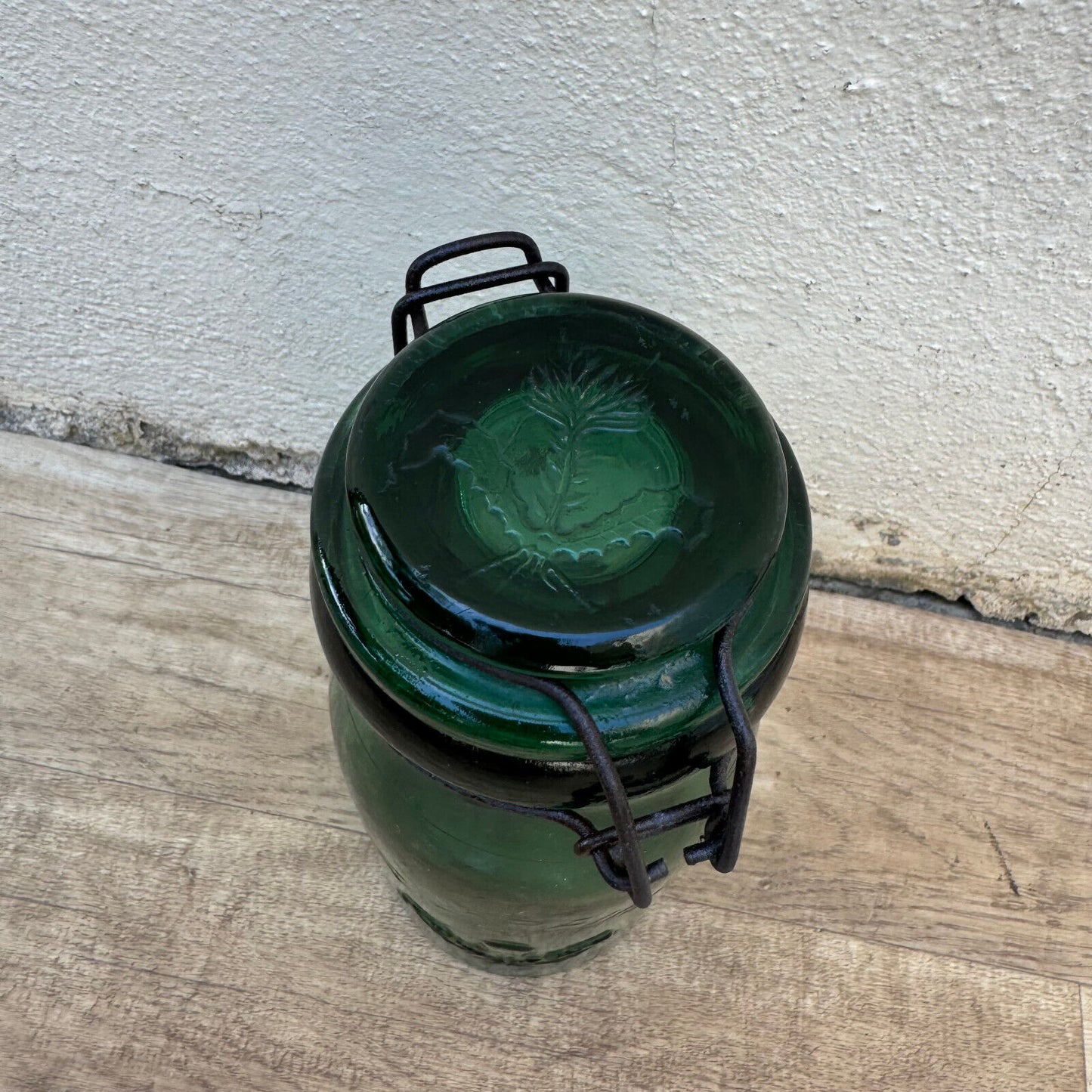 Old bottle preserve La Lorraine jar glass stopper 9" 30062411 Fleamarketfrance