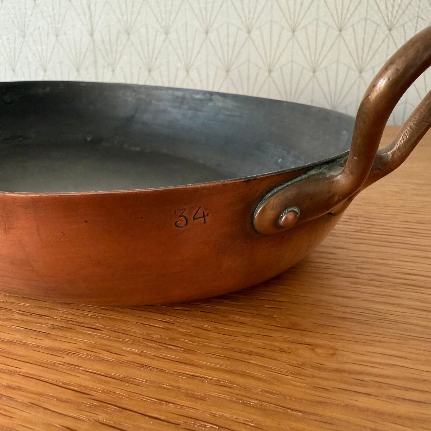 French Copper Cookware gratin Pan Brass oval made france 0304255