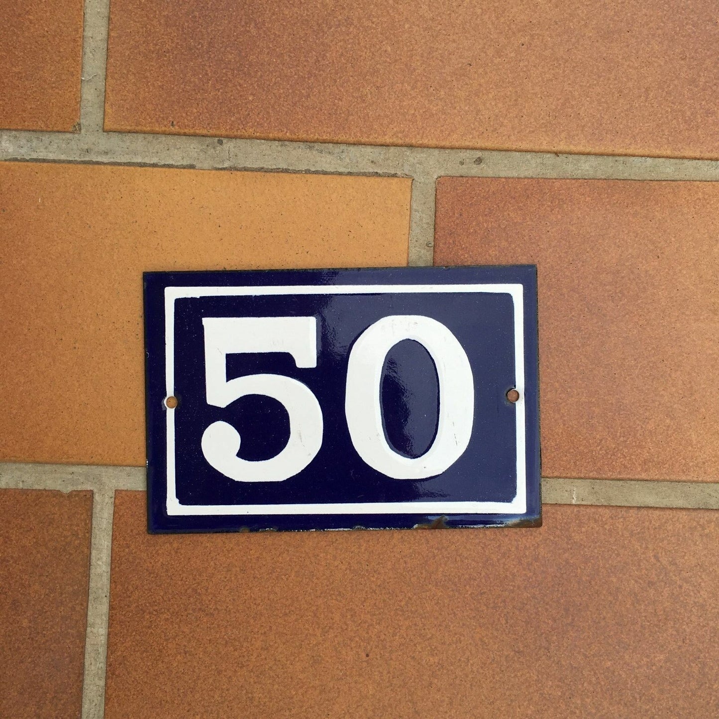 French Enamel House Number Sign Blue White Street Door Plaque 10x15cm 50 50 Unbranded