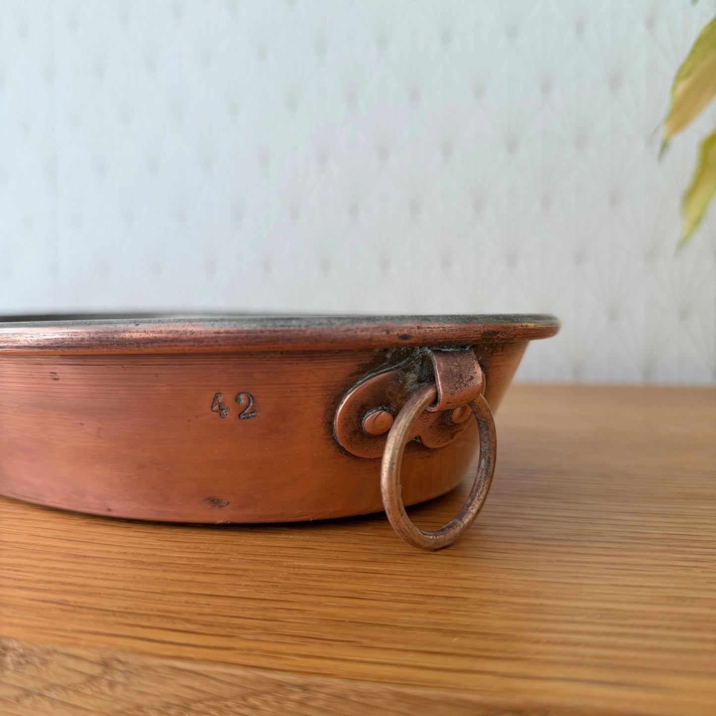 French Copper Gratin Pan Oval Vintage Professional Cookware 0405268 Unbranded