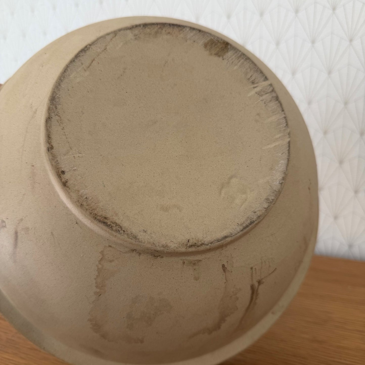 Large Vintage French Stoneware Mixing Bowl Salad Serving 13" 1408262 Fleamarketfrance