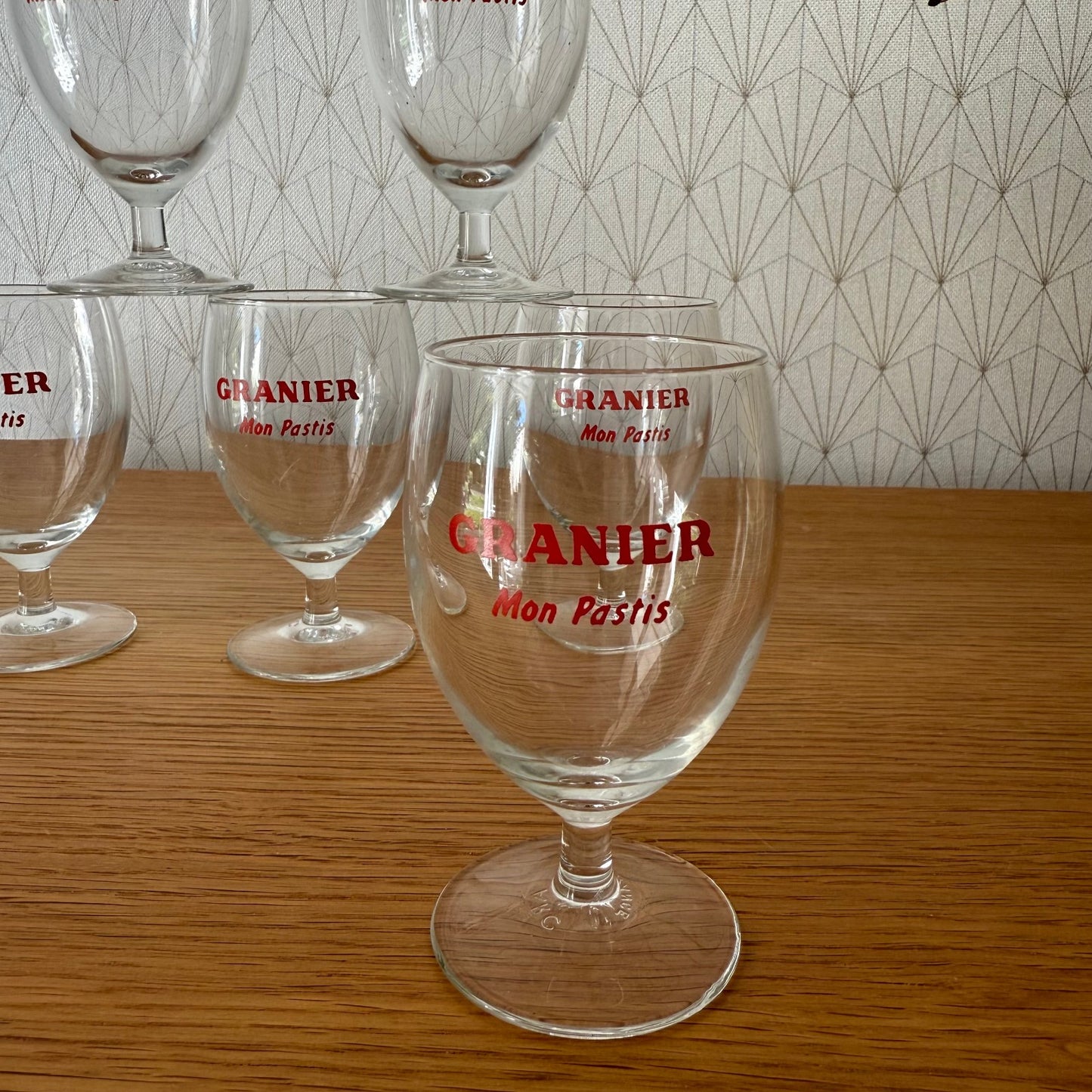 Vintage French Pastis Glasses Granier Mon Pastis Set of 6 Stemware 0309254 Granier