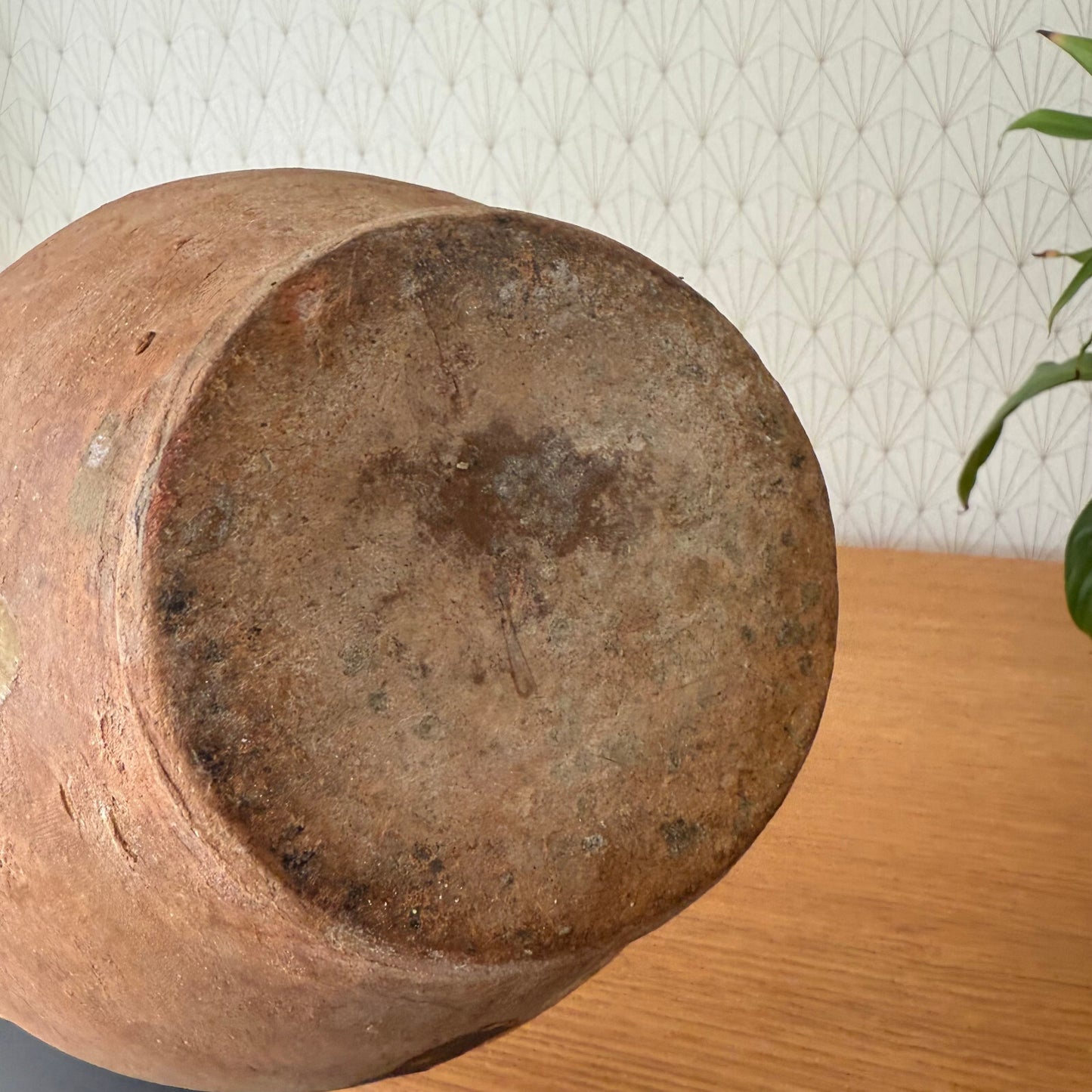 French Confit Pot Antique Terracotta Pottery Vessel 10" Yellow 1101253 Unmarked