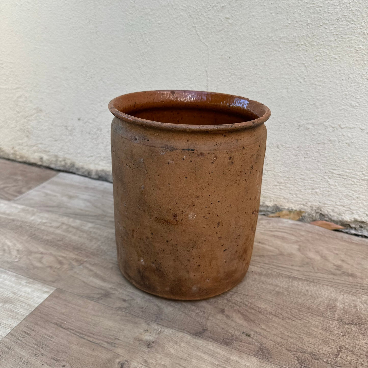 Antique French Confit Pot Terra Cotta Glazed Pottery 7.5" Kitchen 3008247 Unmarked
