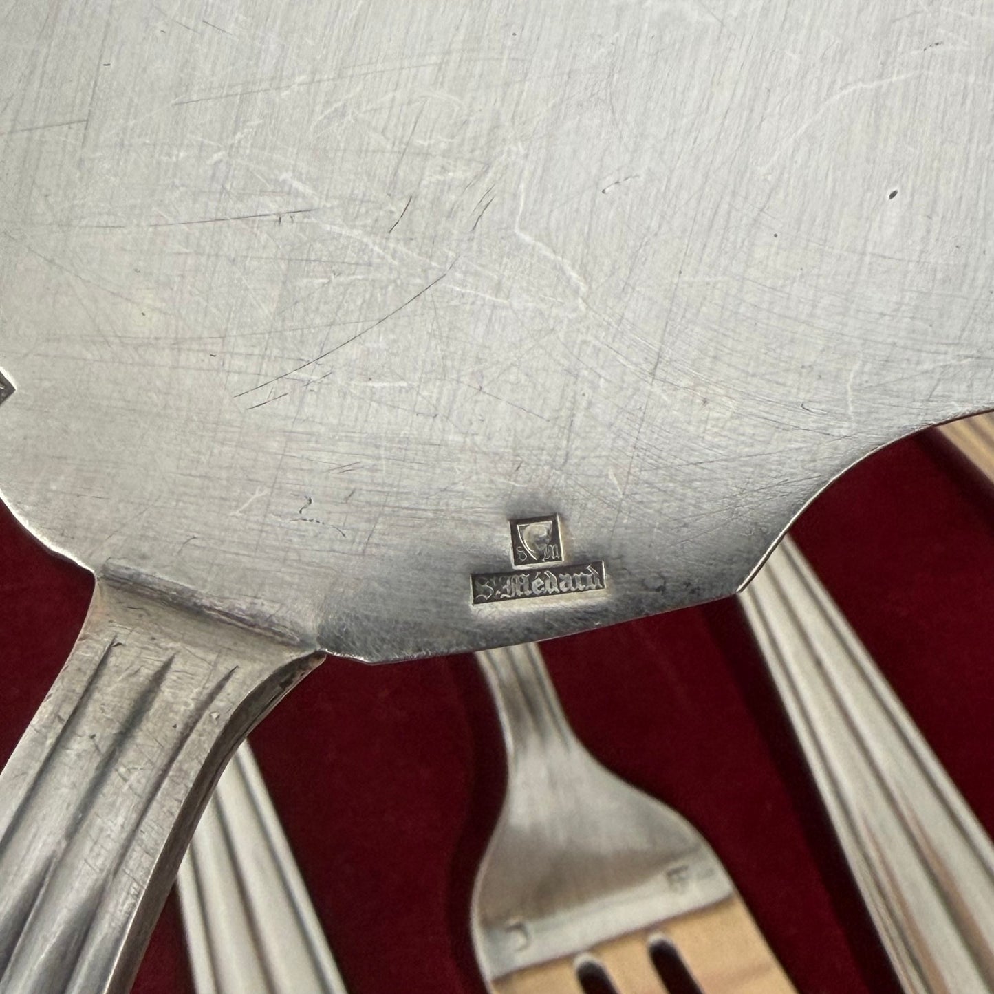 12 Vintage French St Medard Cake Desert Service silver plated forks 0910255