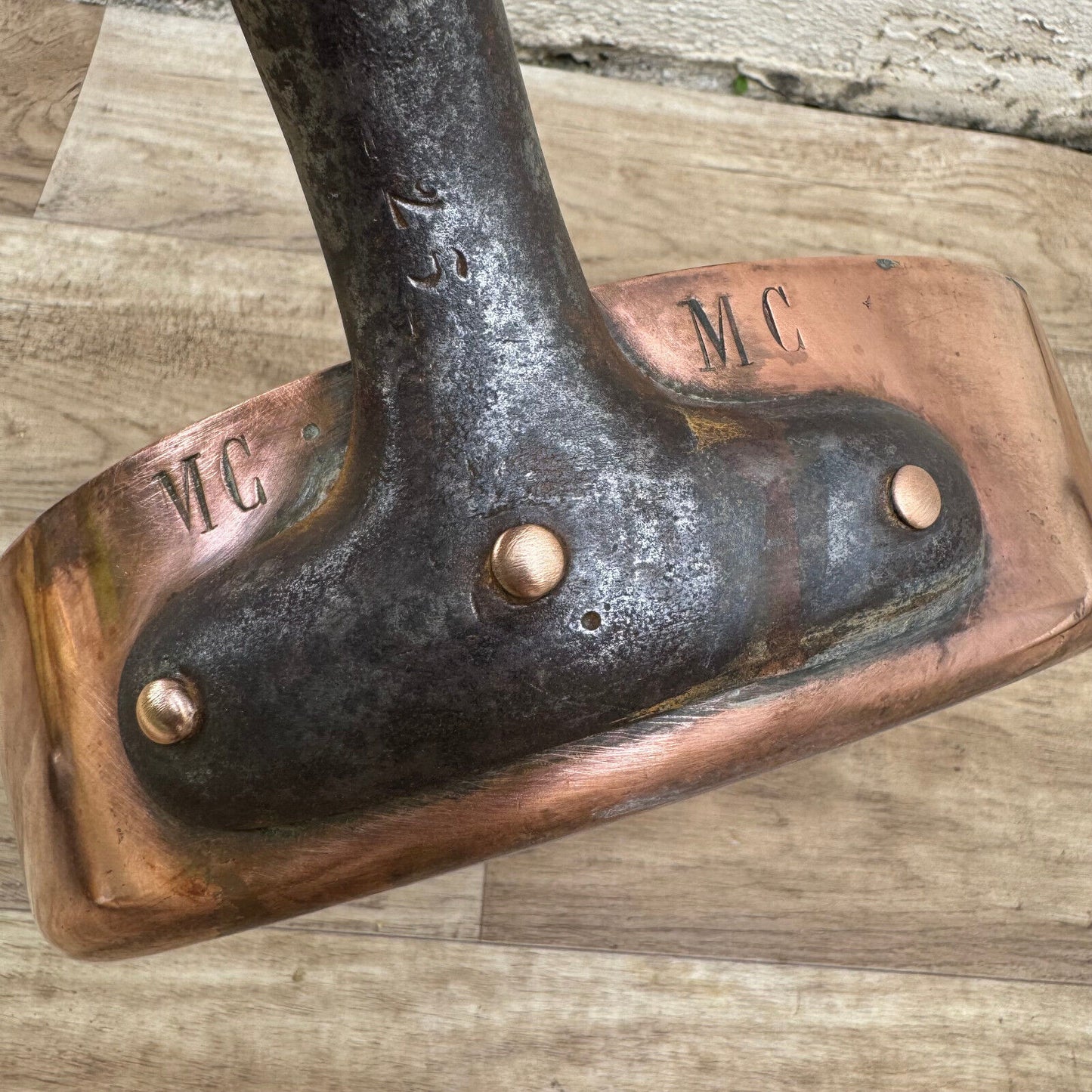 french Copper sauteuse saute pan STAMPED MC 19092422 - Fleamarketfrance