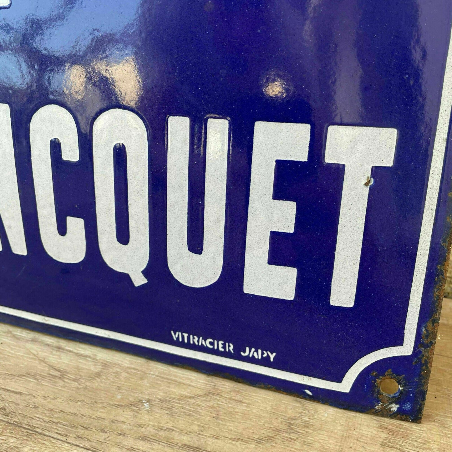 JAPY French Street Enameled Sign Plaque vintage JONCQUET arched bombed 18042127 - Fleamarketfrance