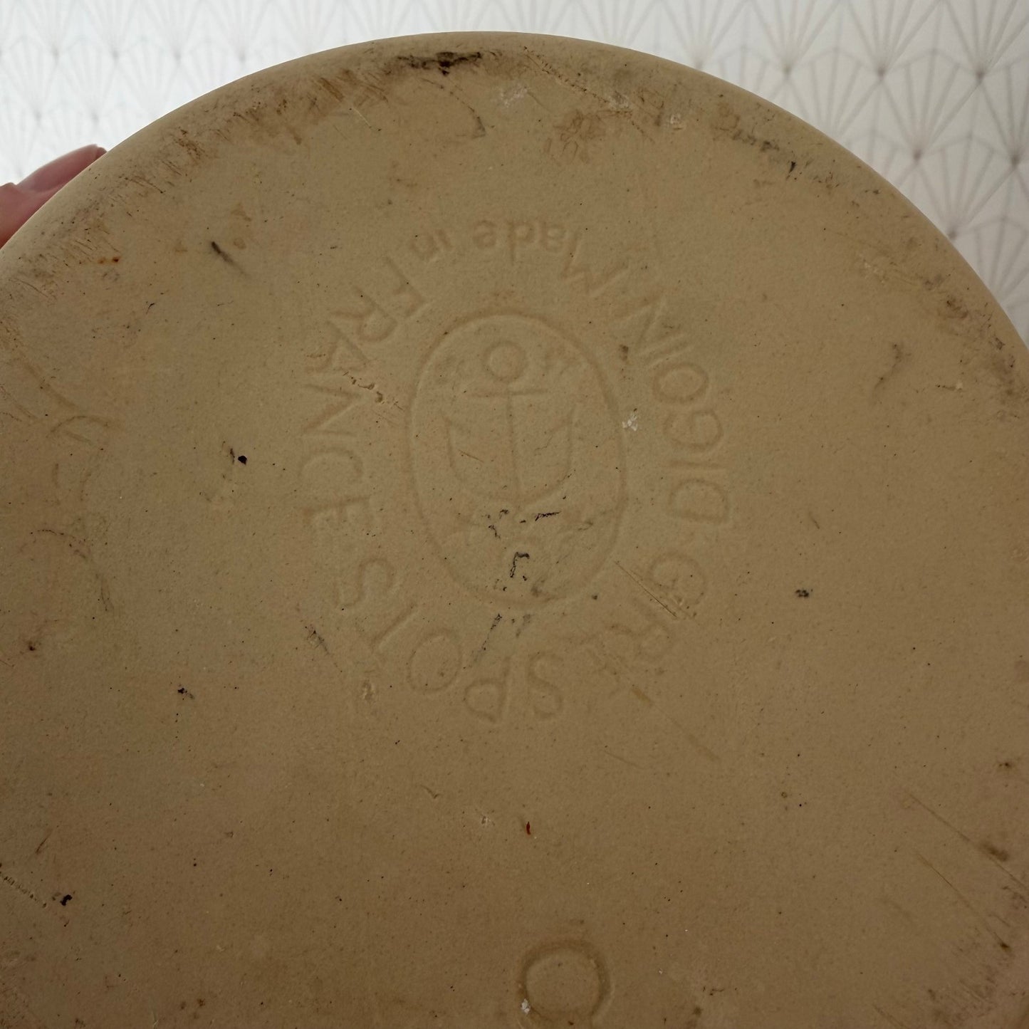 VINTAGE FRENCH STONEWARE SALAD MIXING BOWL TERRINE TIAN DIGOIN 9 1/2" 2210258