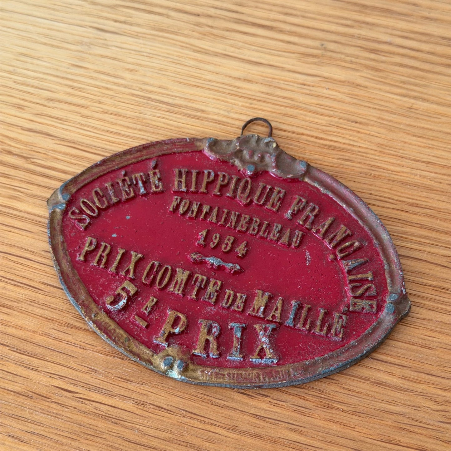 French Agricultural Trophy Plaque 1954 Fontainebleau Horse Society 1212258 Fleamarketfrance : French vintage and antique decor