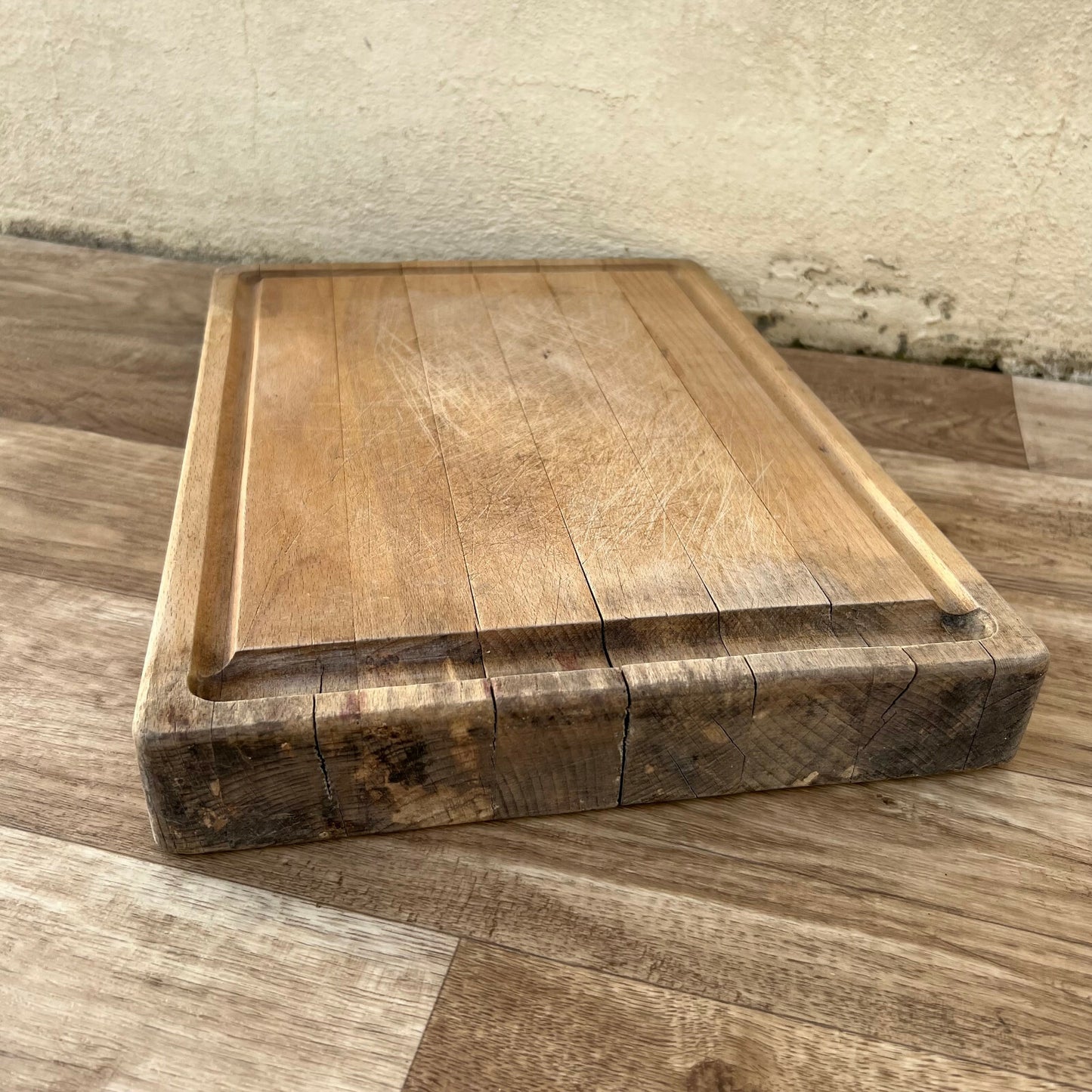 Antique French Bread Board Cutting Chopping Wood Thick Vintage 0502222 Unbranded