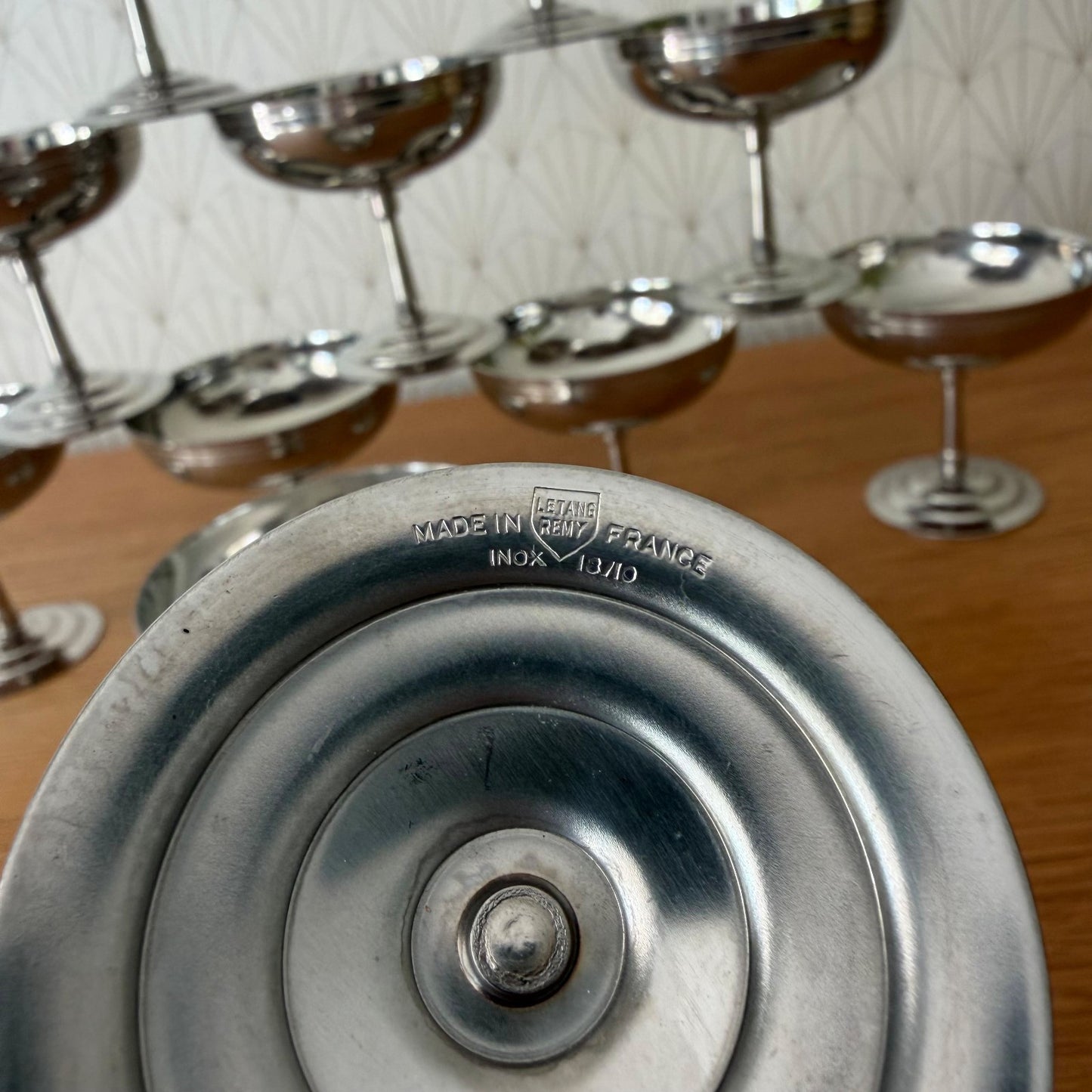 Vintage French Stainless Steel Champagne Coupes Set of 12 Letang Remi 2805262 Stainless