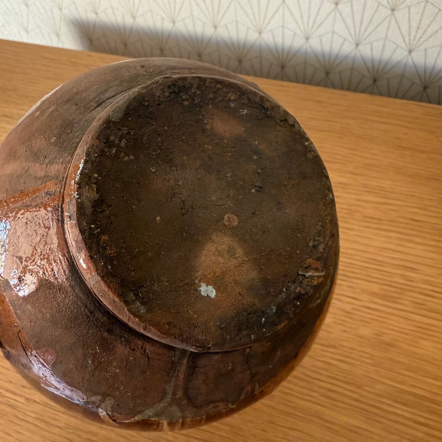 HANDMADE GLAZED RED YELLOW ANTIQUE FRENCH HONEY POT TERRACOTTA 1904258