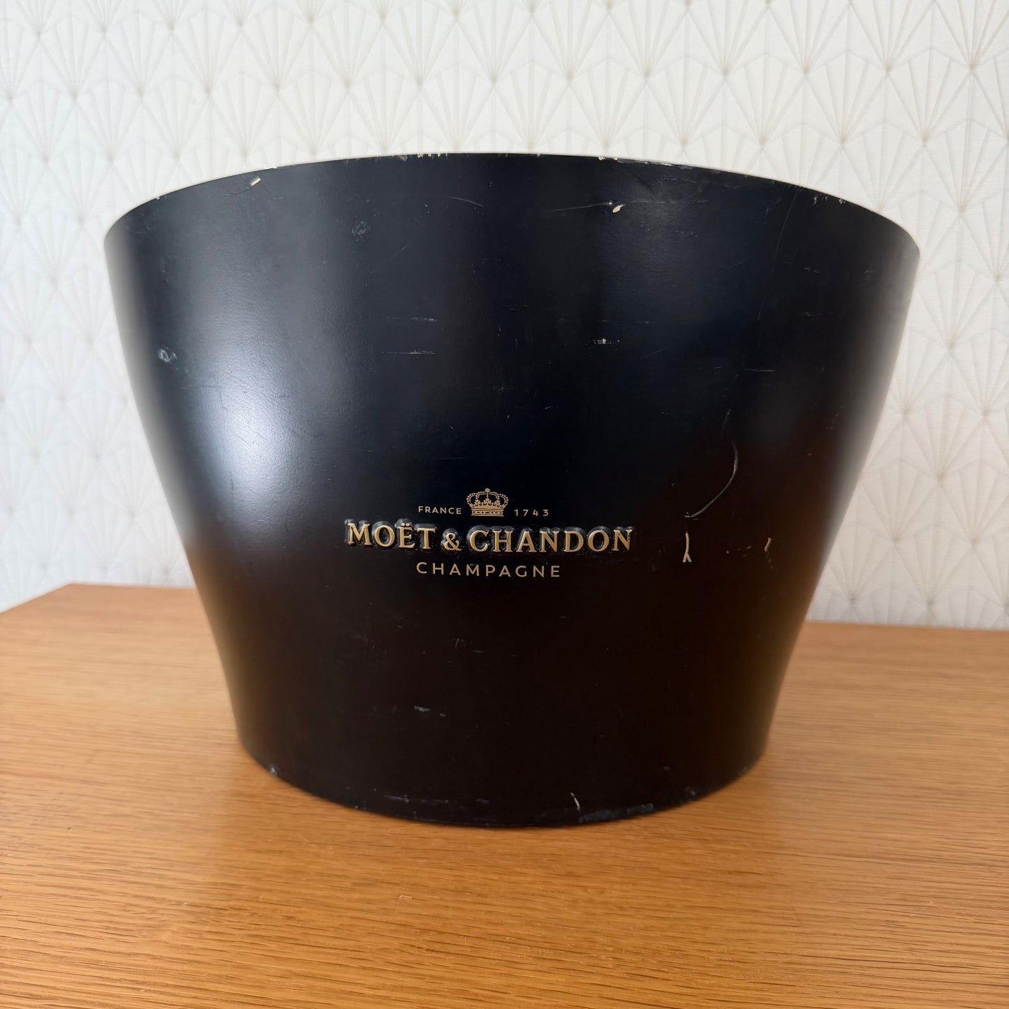 French Champagne Ice Bucket Black Metal Wine Cooler Moet chandon 04092610